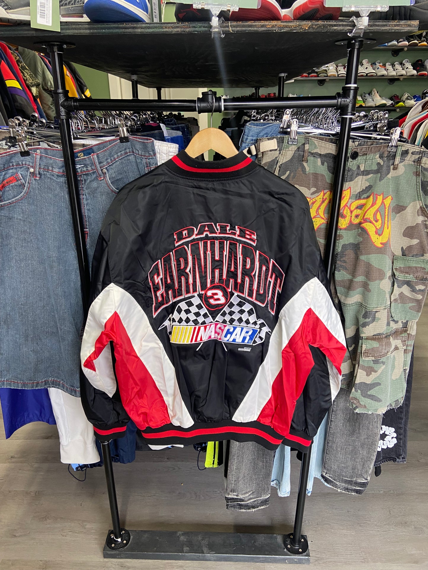 Vintage Black Dale Earnhardt Nascar Bomber Jacket
