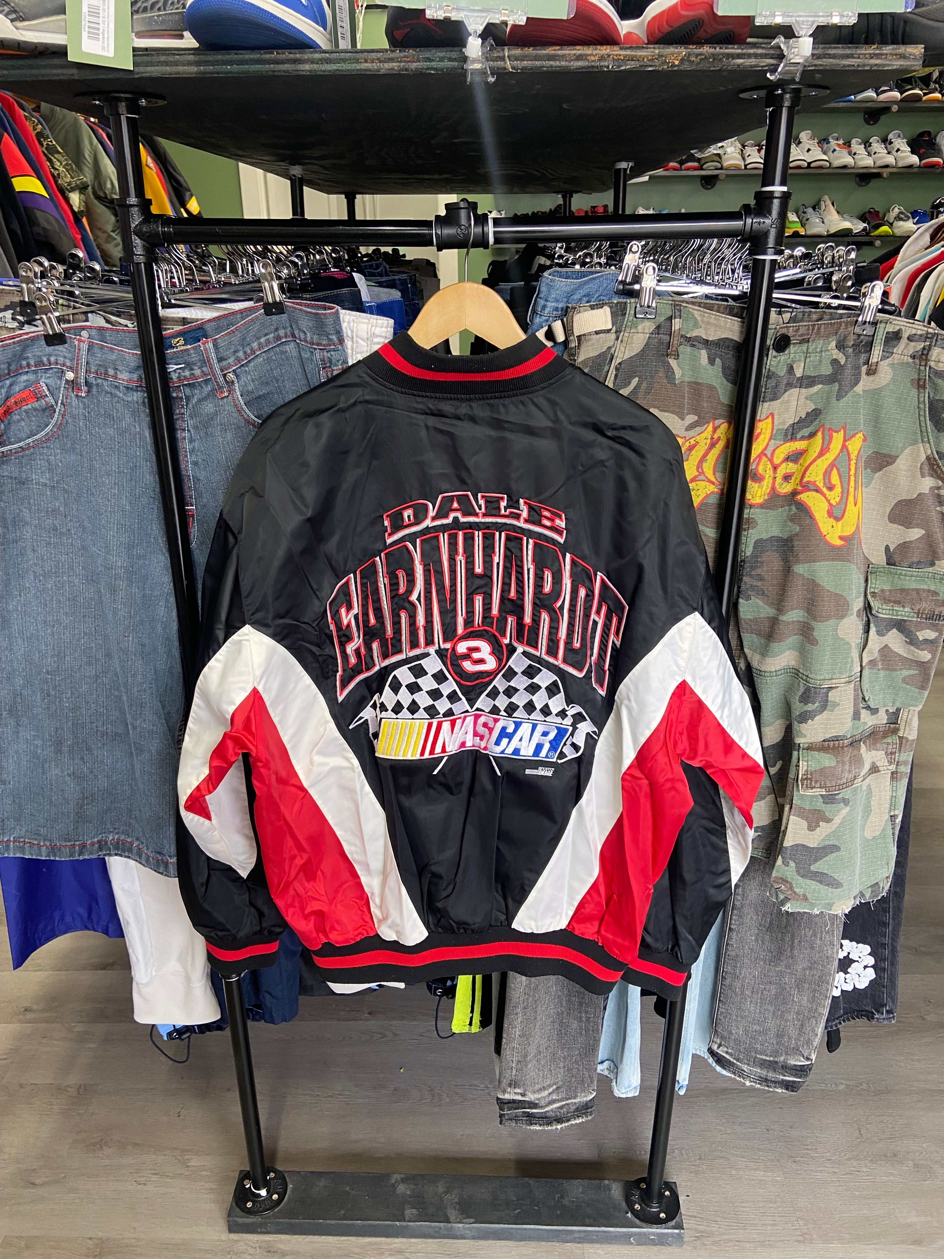 Vintage Black Dale Earnhardt Nascar Bomber Jacket