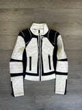 Blanc Noir Genuine Leather Mesh Moto Jacket