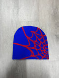 Blue w/ Red #2 Y2K Style Spider Web Beanie