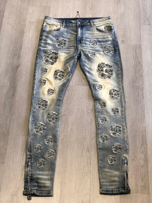 Godspeed Skull Embroidery Jeans
