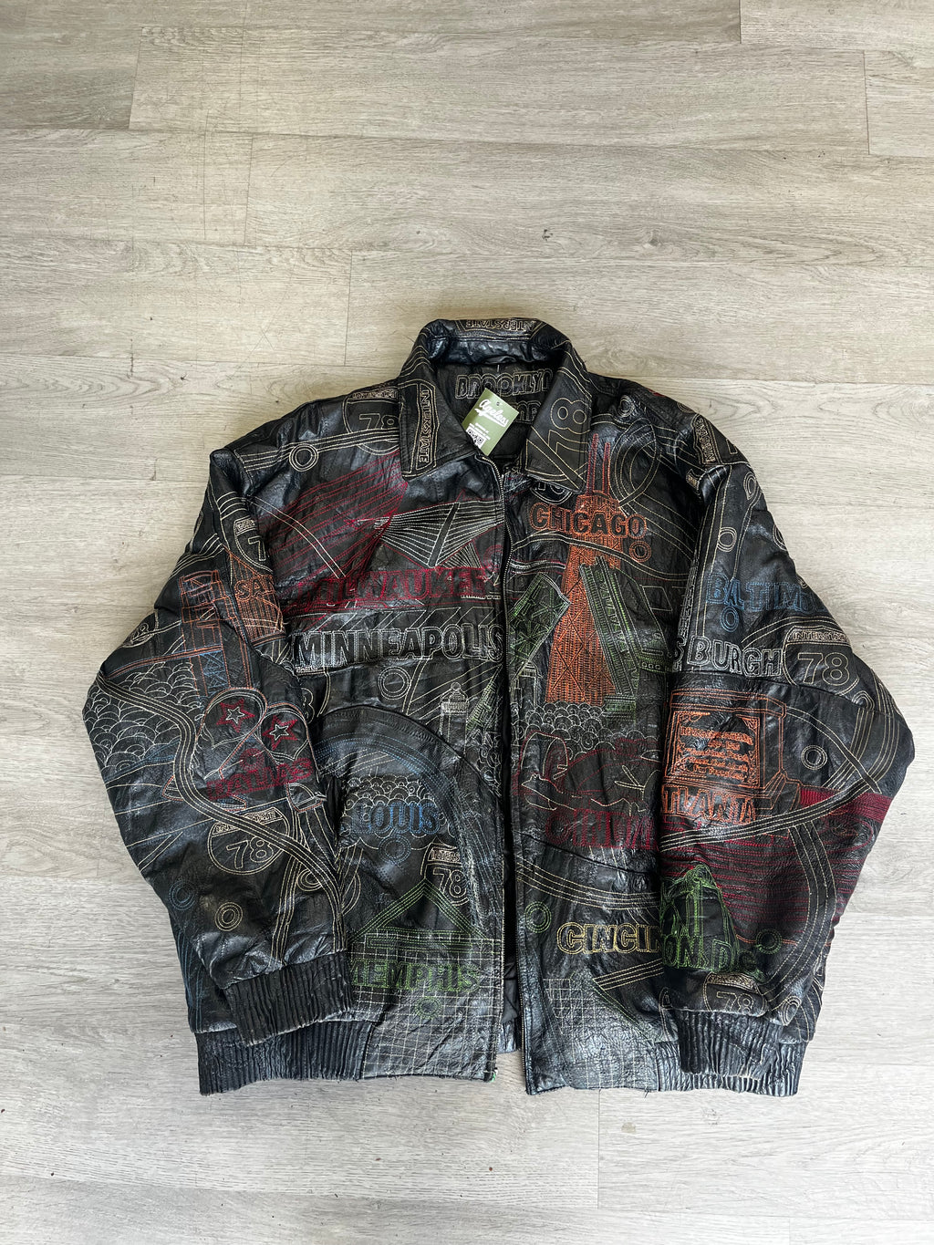 Vilanto Graphic Cities Leather Jacket No zipper