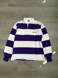 Vintage Purple Striped Holy Cross Long Sleeve Polo