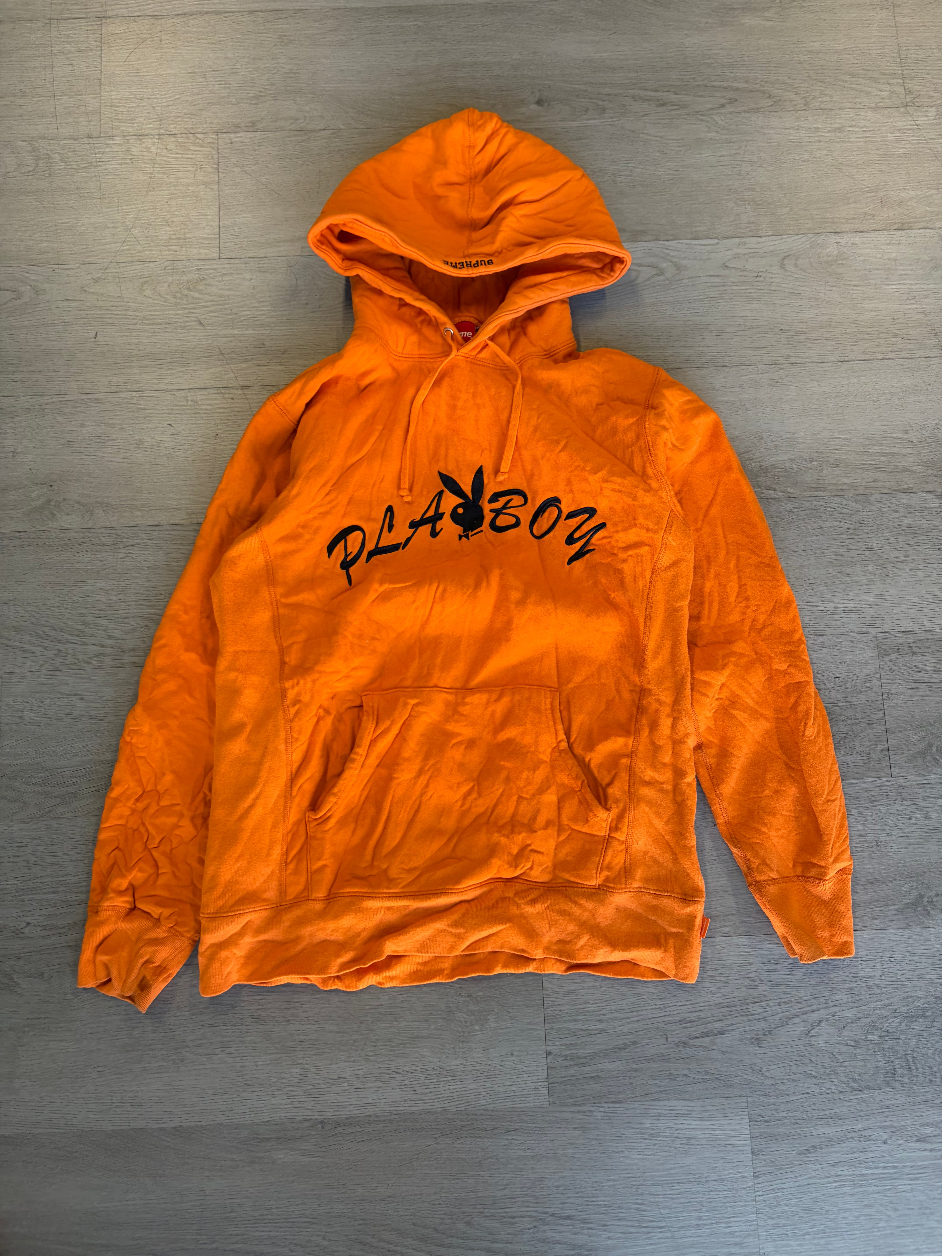 Pre-Owned Orange Supreme Playboy Hoodie