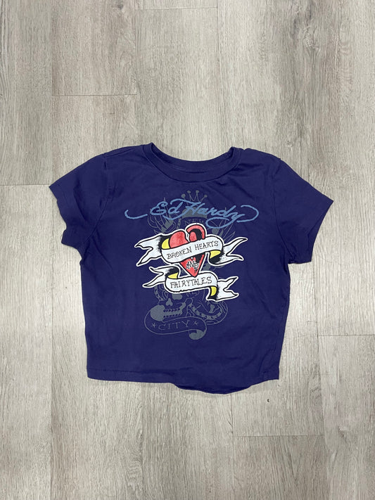Women’s Ed Hardy Broken Hearts Purple Cropped Tee