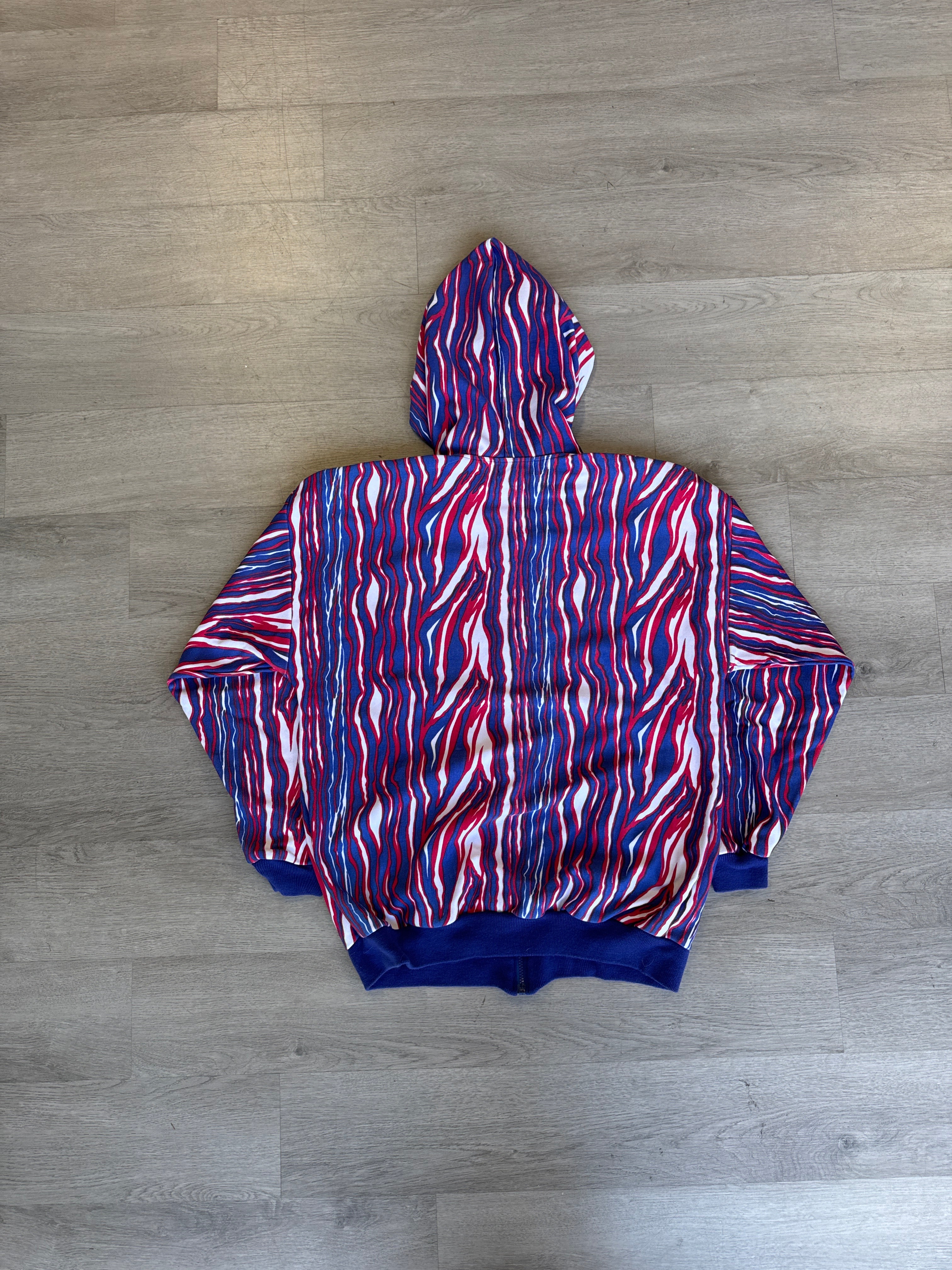 Vintage 90s Buffalo Bills Zebra Striped Hooded Zip Up