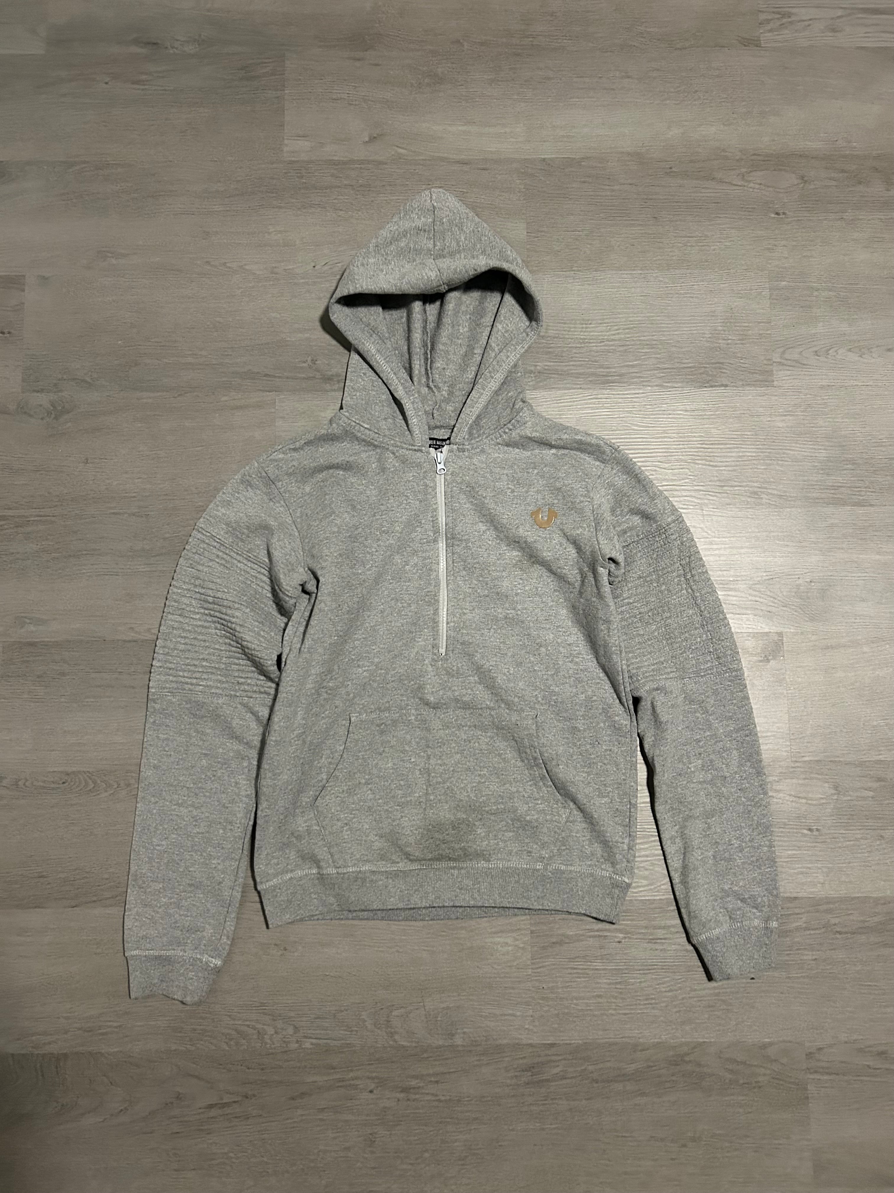 Grey True Religion Half Zip Hoodie