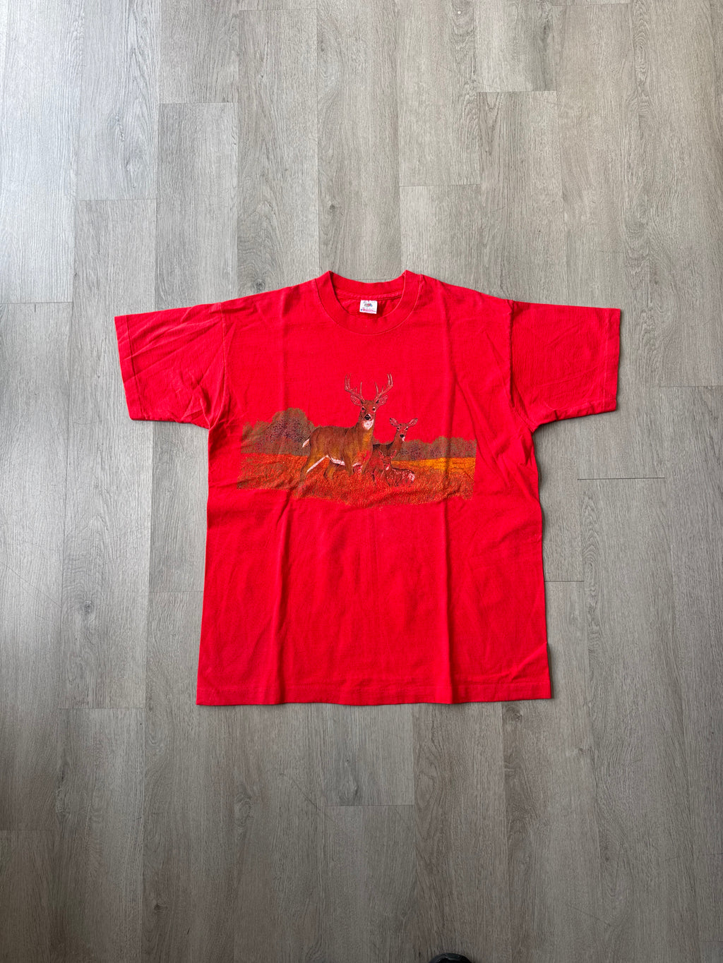 Vintage 90s Wildlife Deer Family Tee