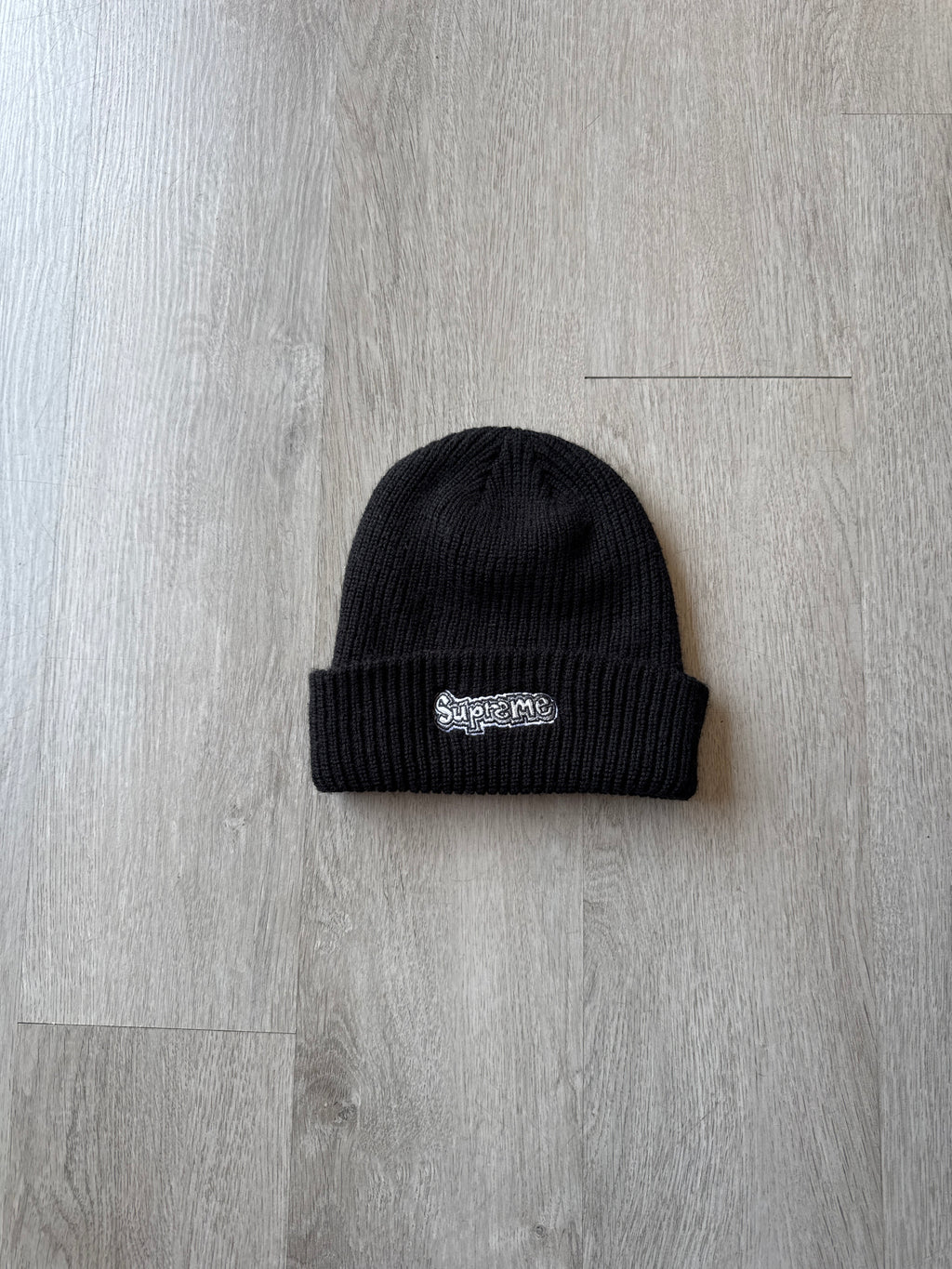 Supreme New Era Outline Black Beanie
