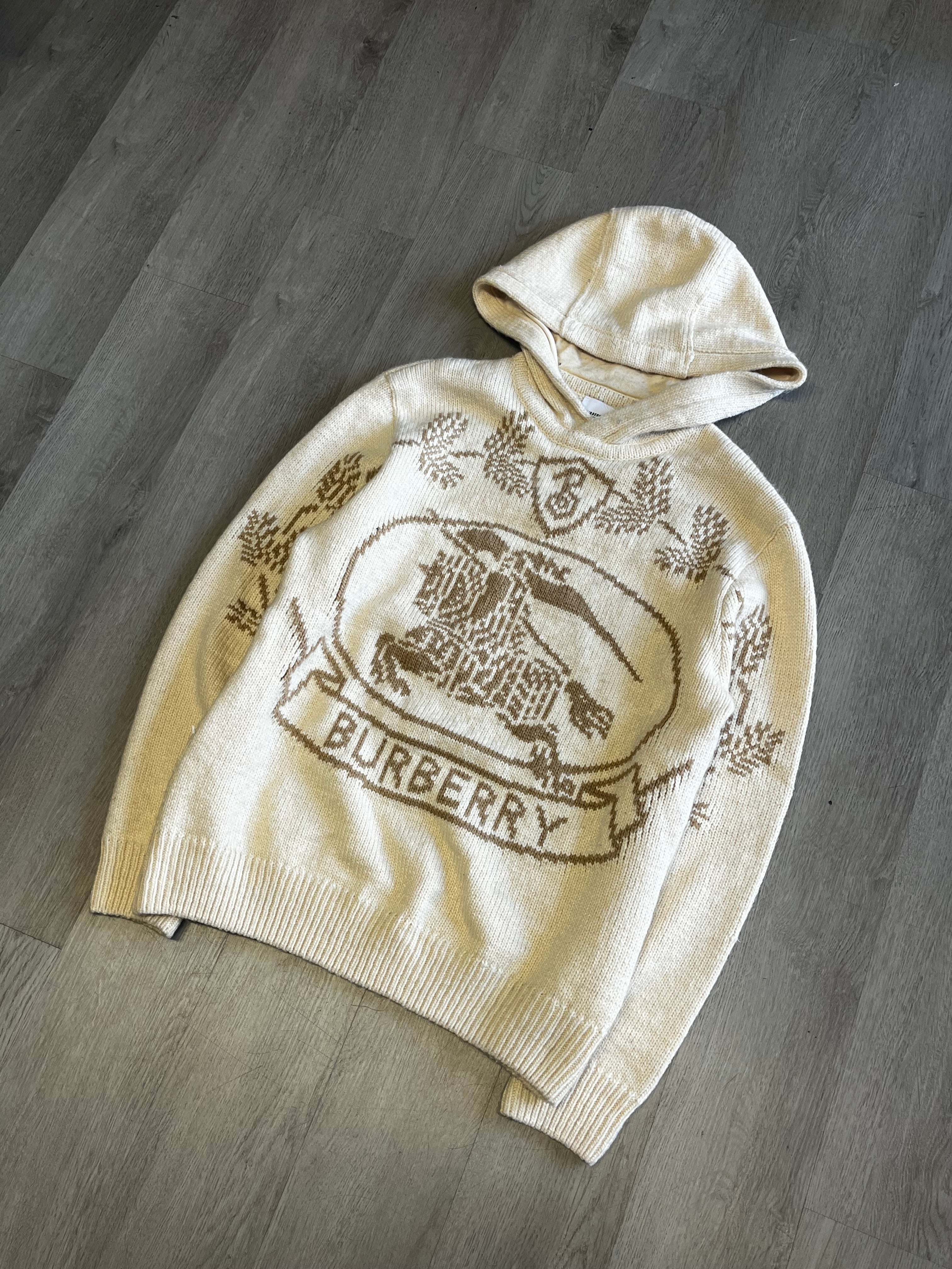 Burberry Equestrian Knight Design Intarsia Wool Hoodie