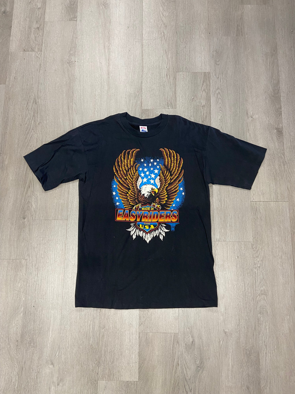 Vintage Easy Riders Eagle American Flag Made In USA Biker Tee