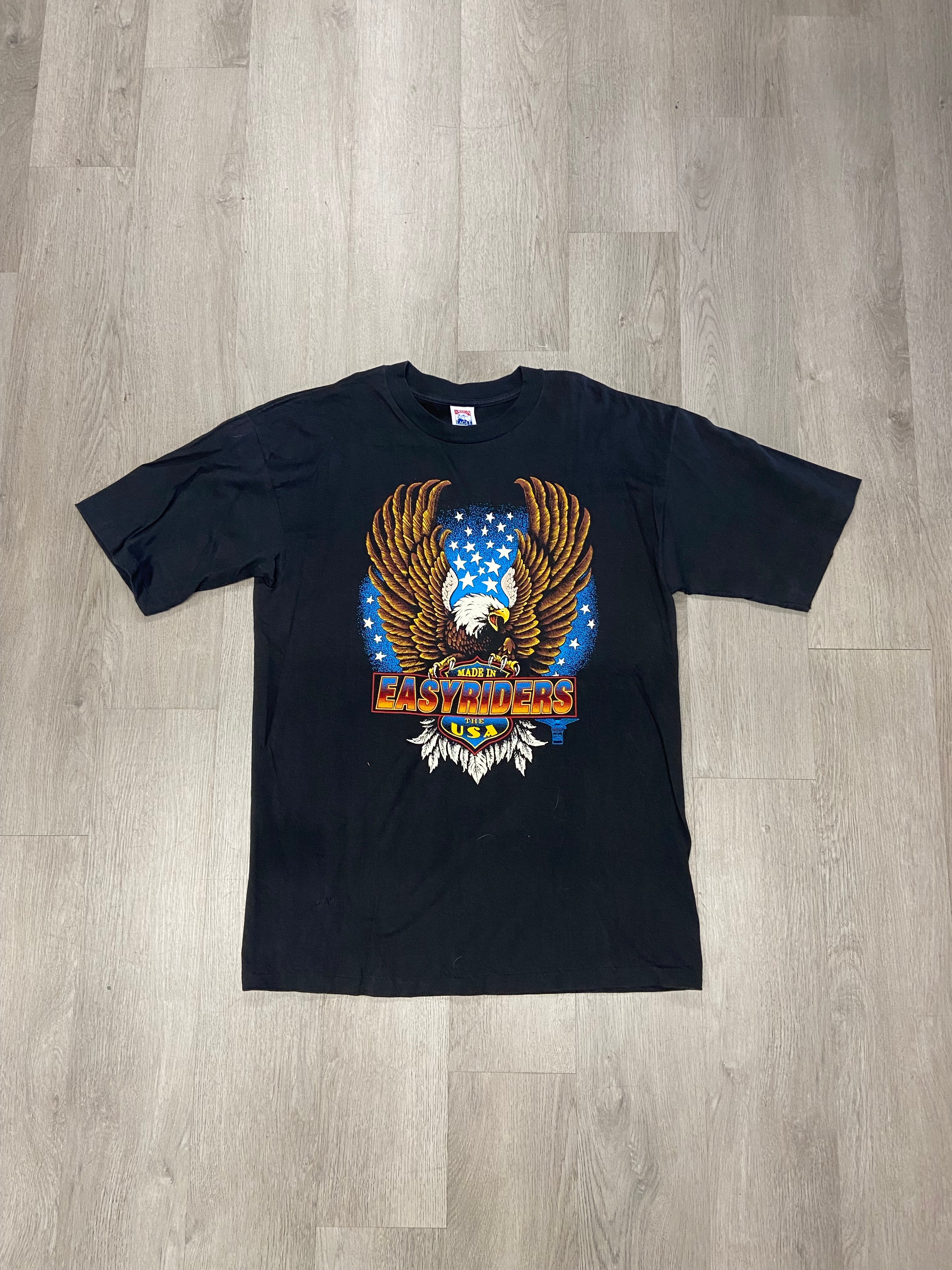 Vintage Easy Riders Eagle American Flag Made In USA Biker Tee