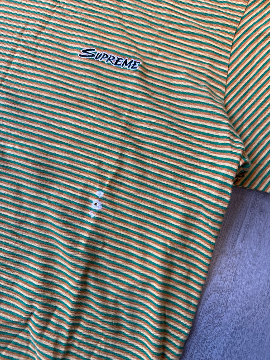 Supreme Multi Stripe Yellow Green Tee