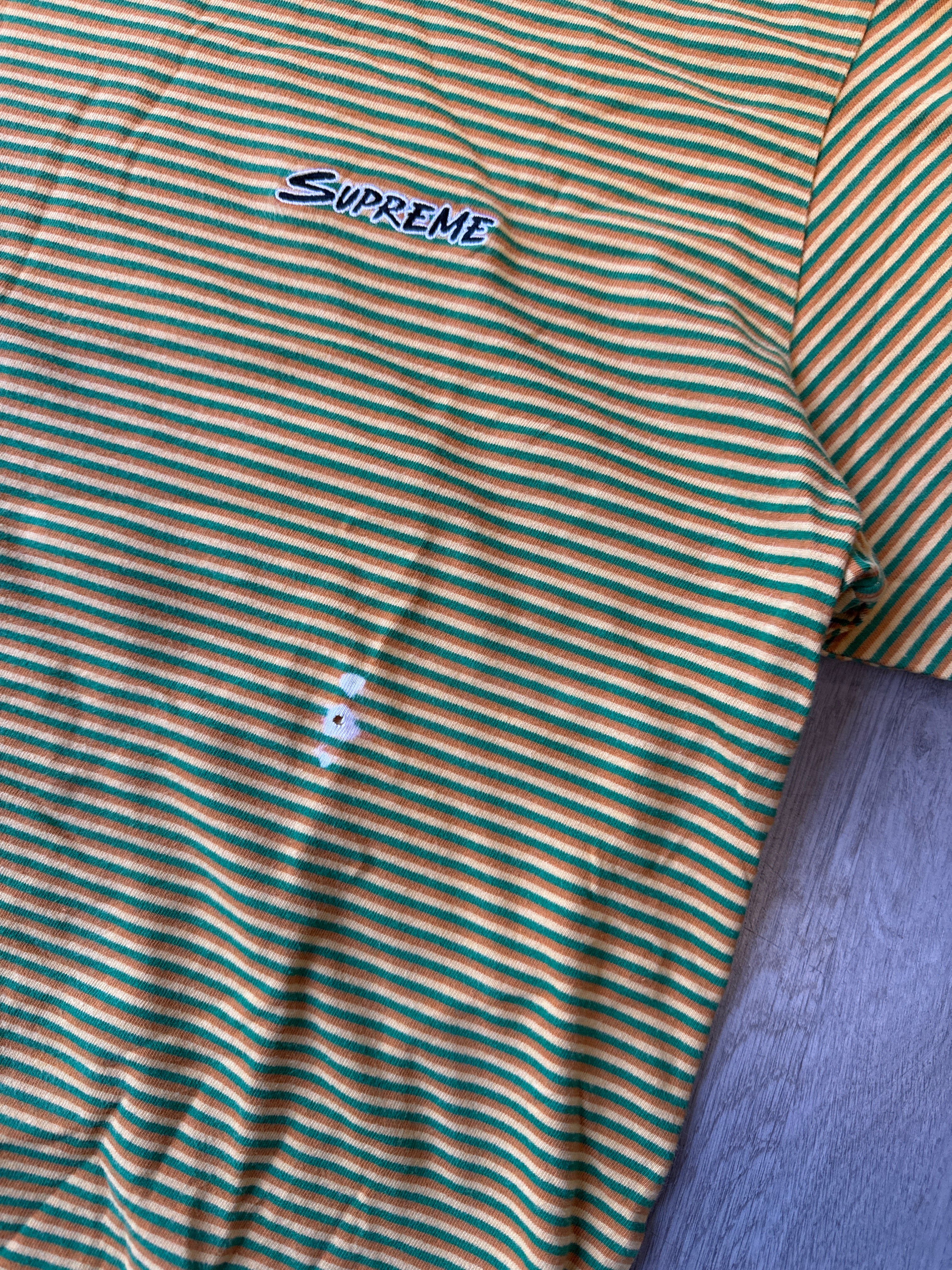 Supreme Multi Stripe Yellow Green Tee