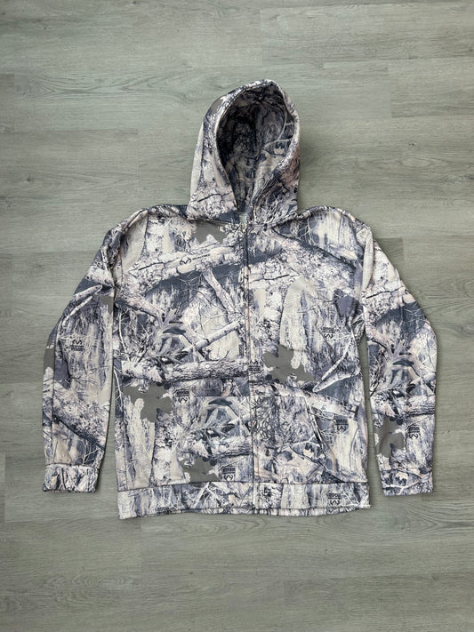 Camo Print Zip Up Hoodie