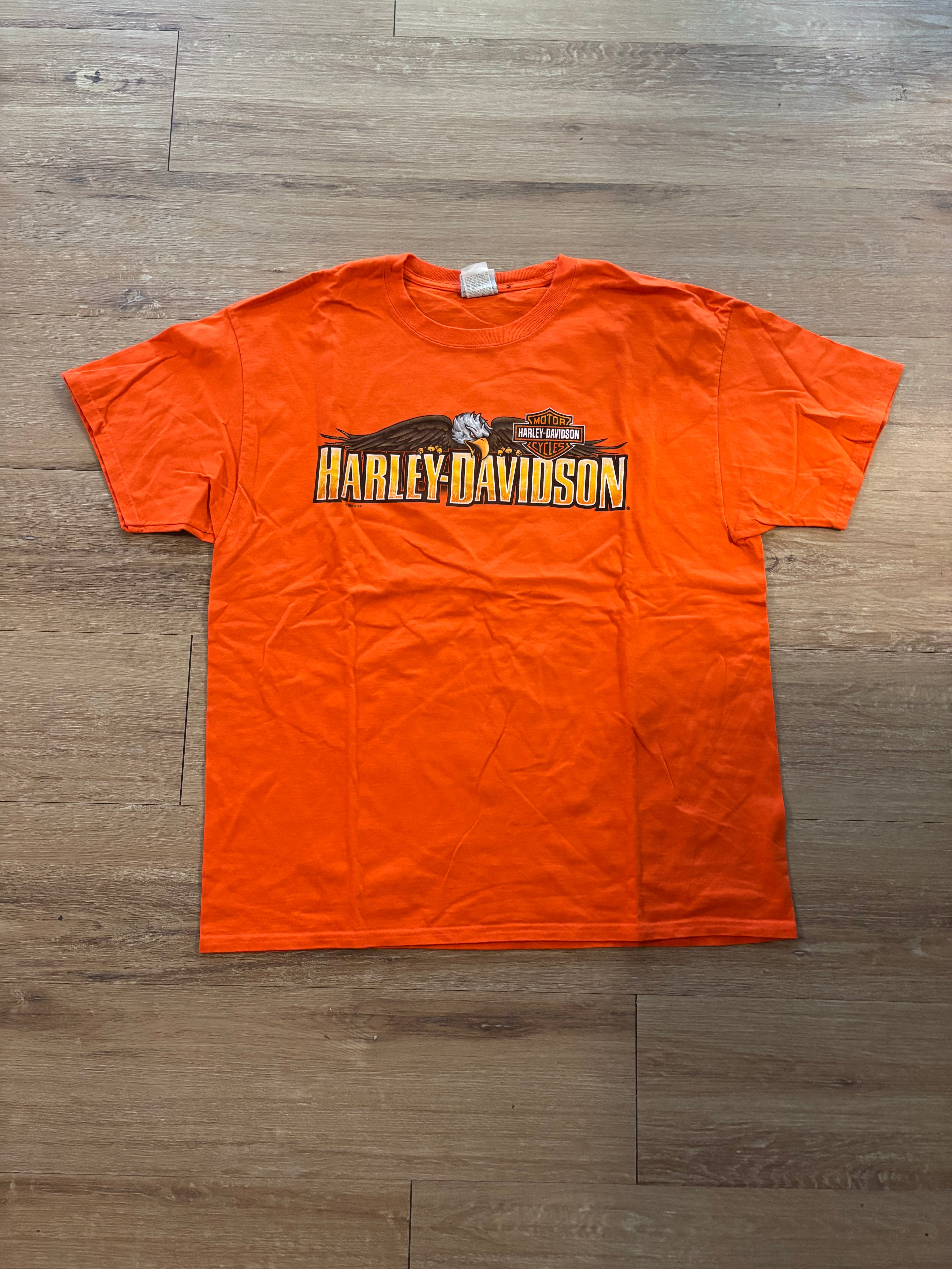 Vintage Orange Harley Davidson Eagle Tee