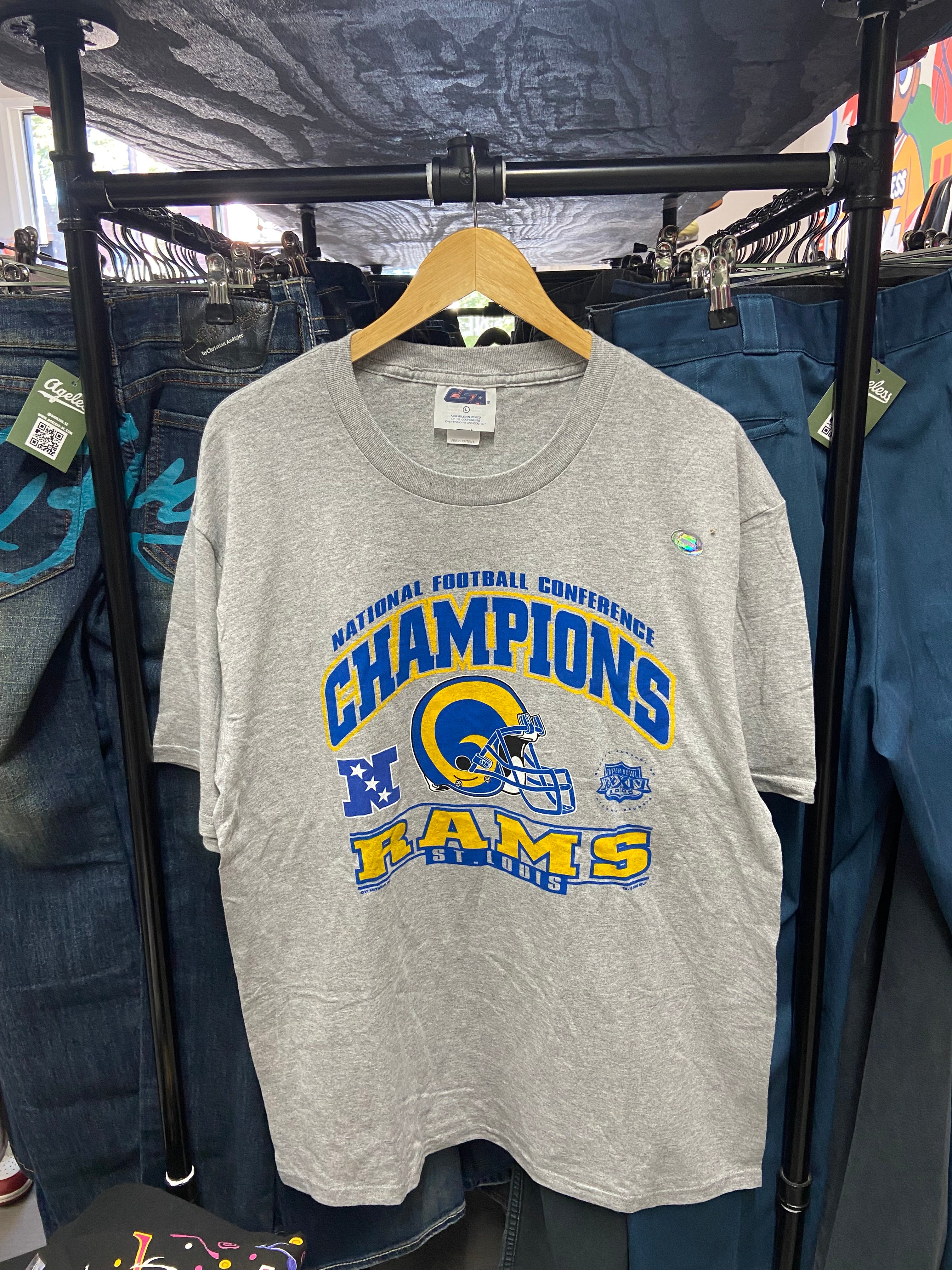 Grey 2000 St Louis Rams National Football Conference Champions Tee