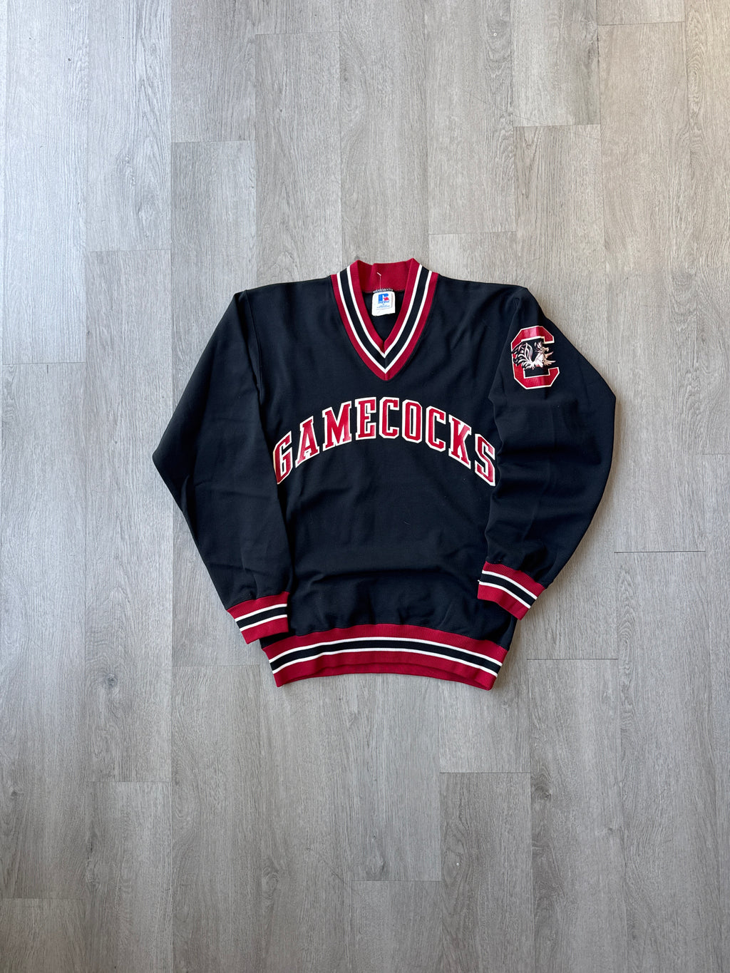 Vintage 80s Russell Athletic University Of South Carolina Gamecocks V-Neck Sweatshirt