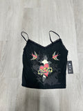 Women’s Ed Hardy Black Cross Swallow Lace Tank Top