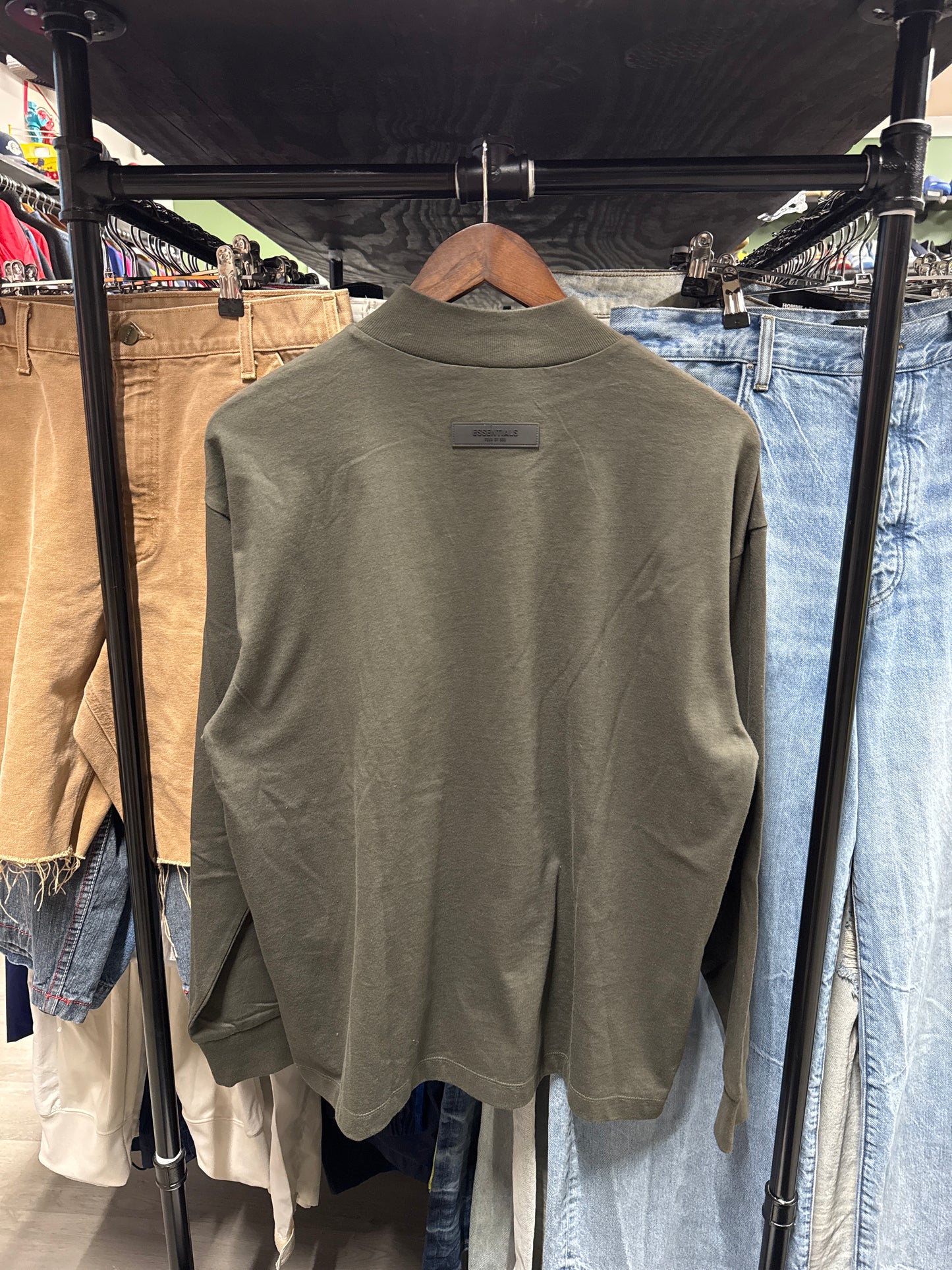 Fear Of God Essentials Long Sleeve Off Black Tee