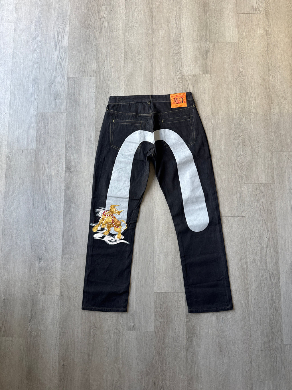 Evisu Embroidered Grey Bull Selvedge Japanese Denim Jeans