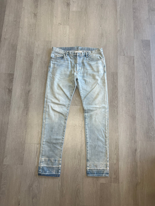 Maison Margiela Released Hem Slim Cut Light Wash Jeans