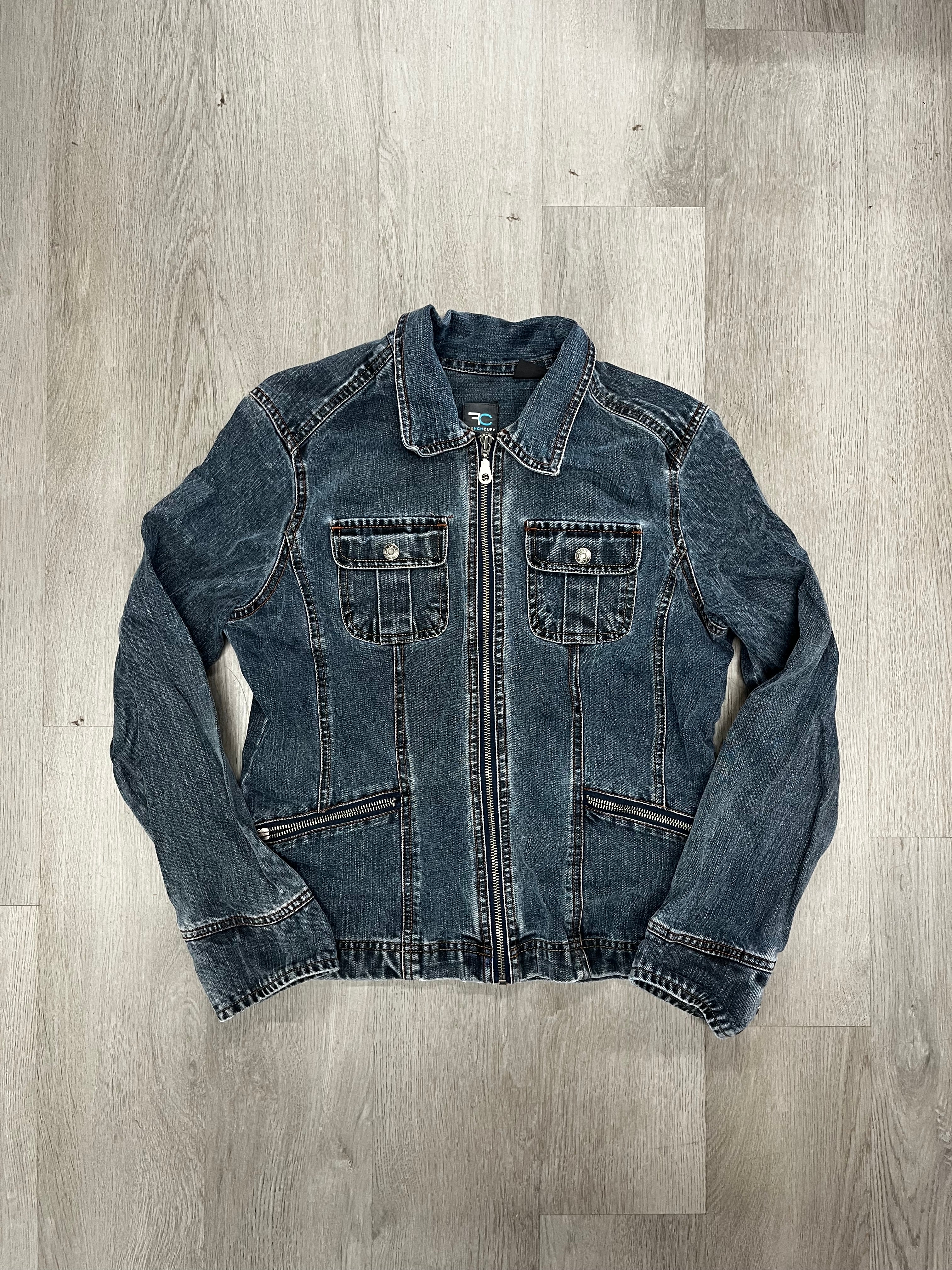 Women’s Y2K French Cuff Fitted Denim Zip Up Jacket