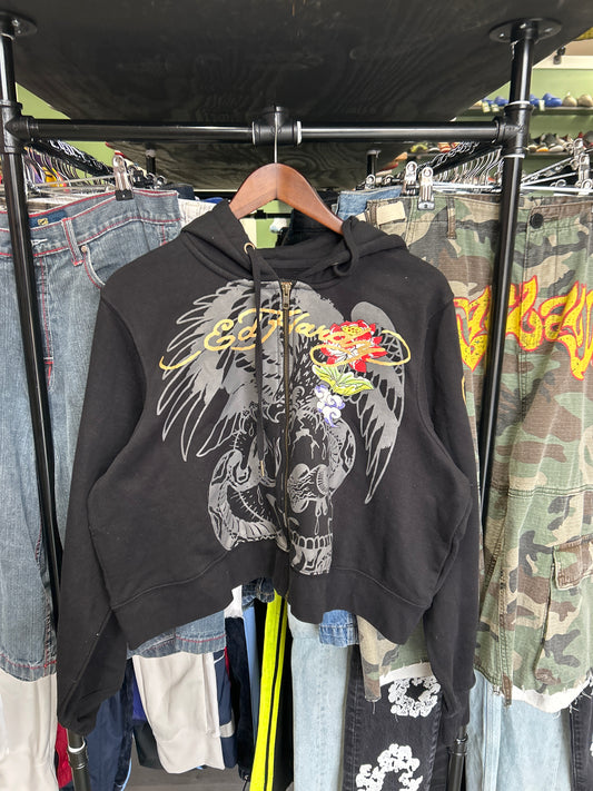 Women’s Cropped Y2K Ed Hardy Hoodie