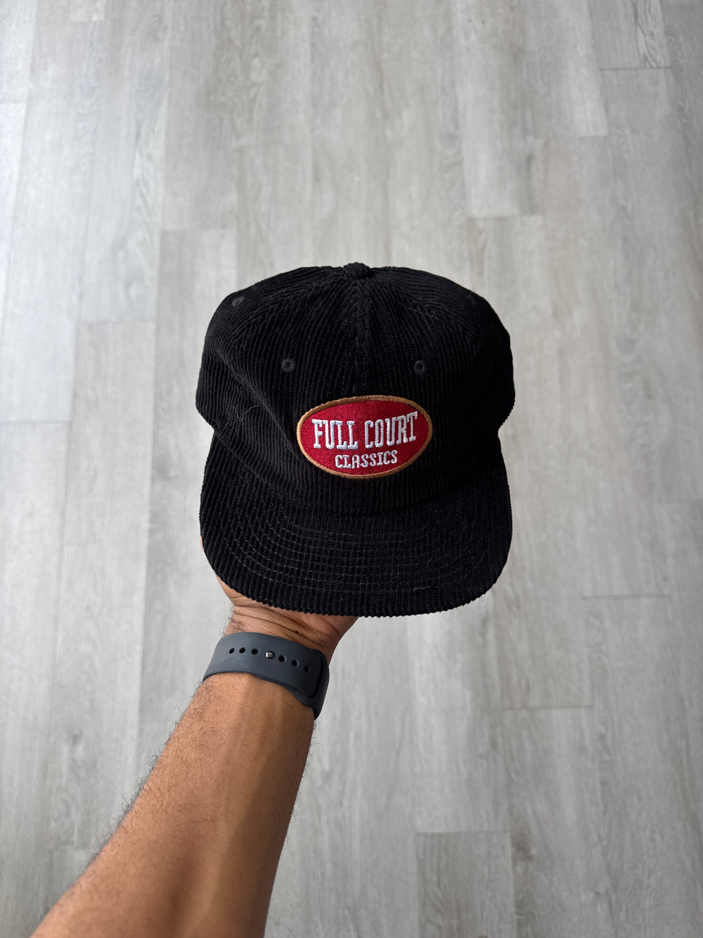 Full Court Classic Black Corduroy Strapback Hat