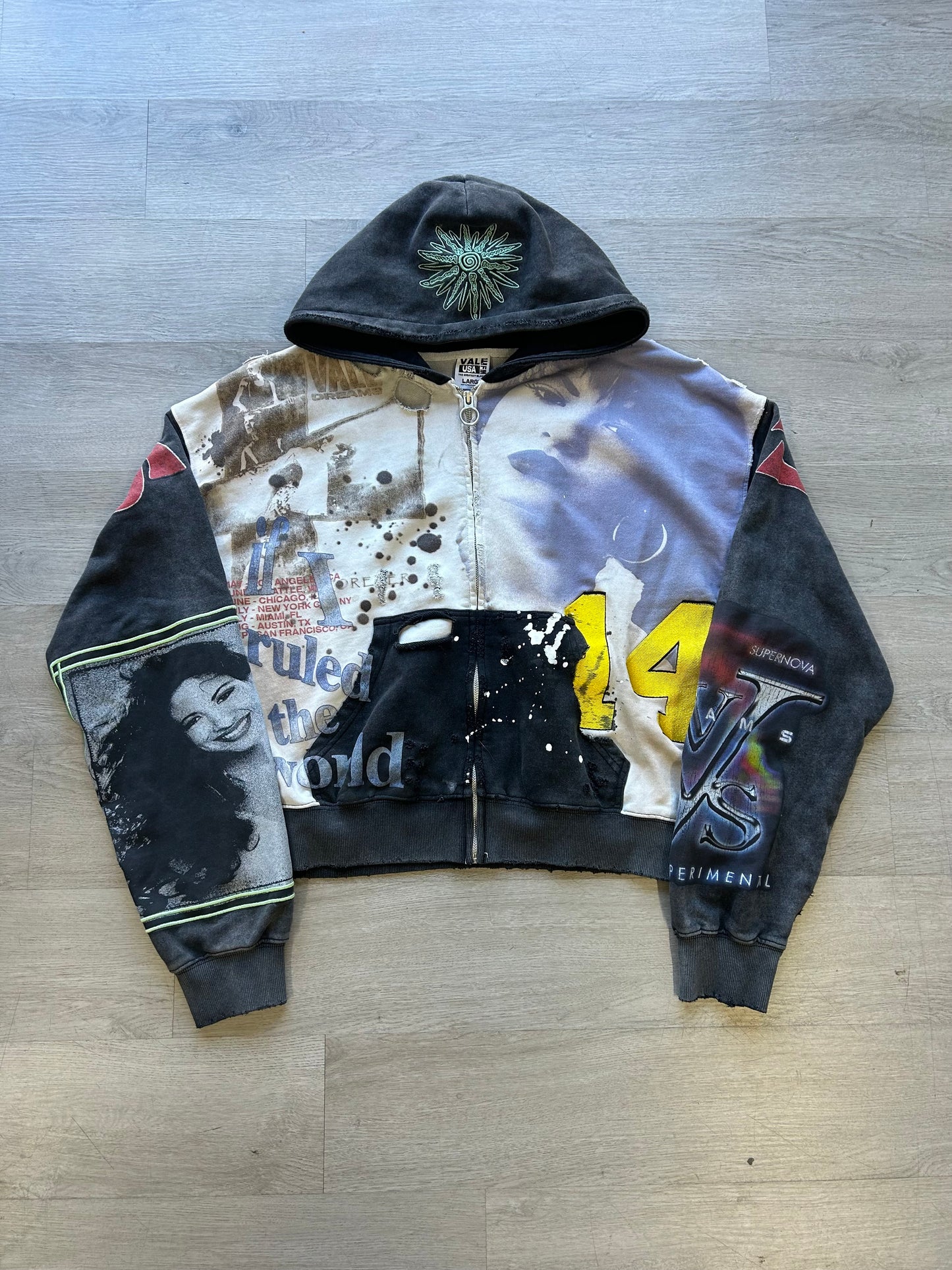 Vale Forever Noise Zip Up Dark Graphic Hoodie