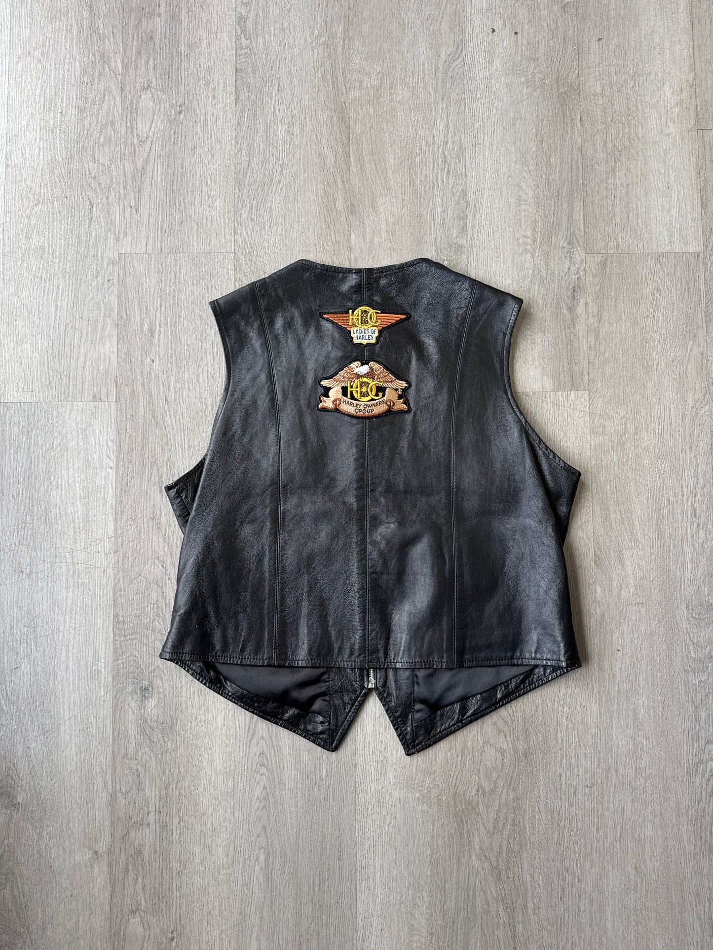 Vintage Wilson The Leather Experts Ladies Of Harley Davidson Patch Leather Vest