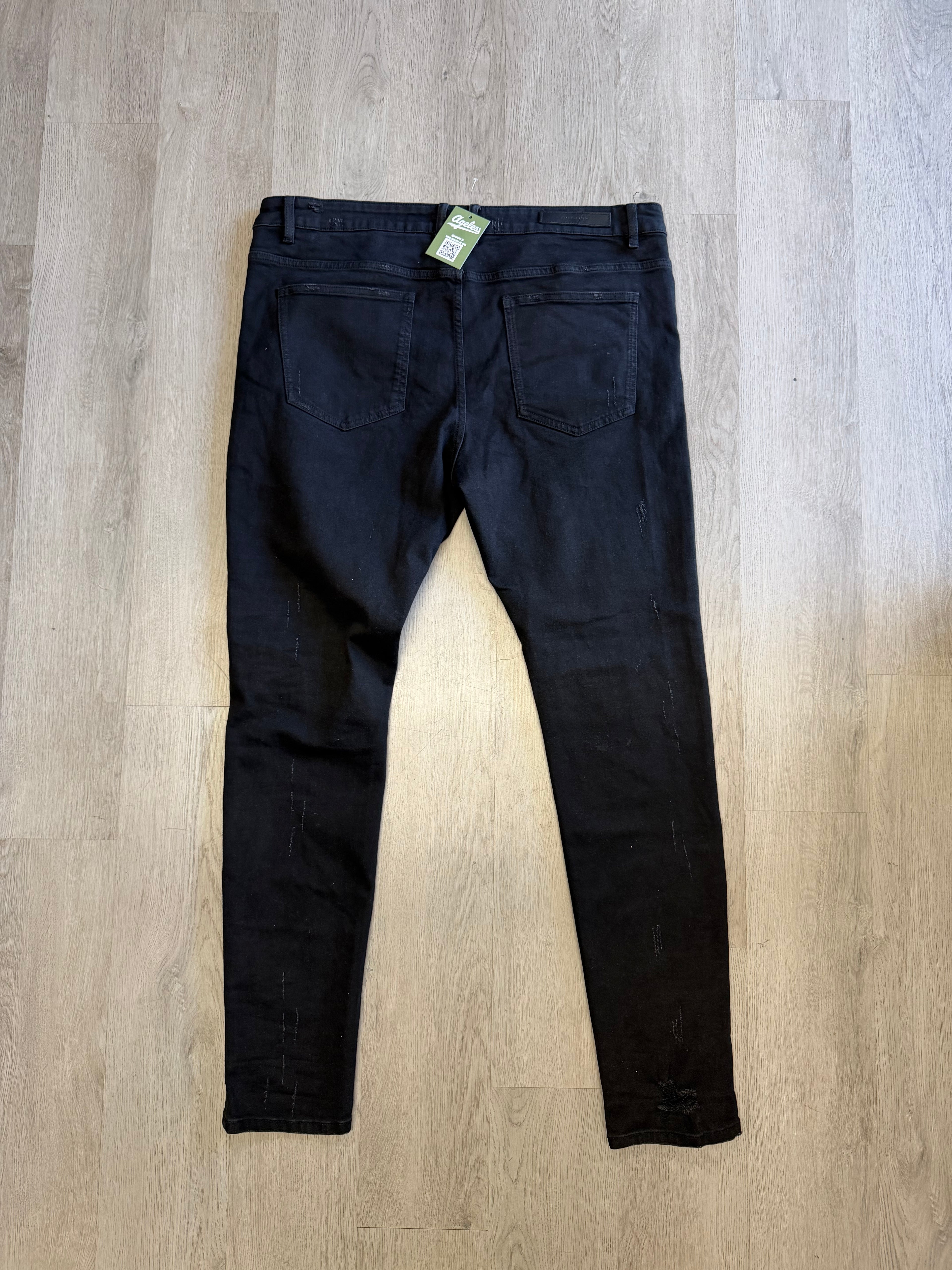 Embellish Studded Patch Black Jeans