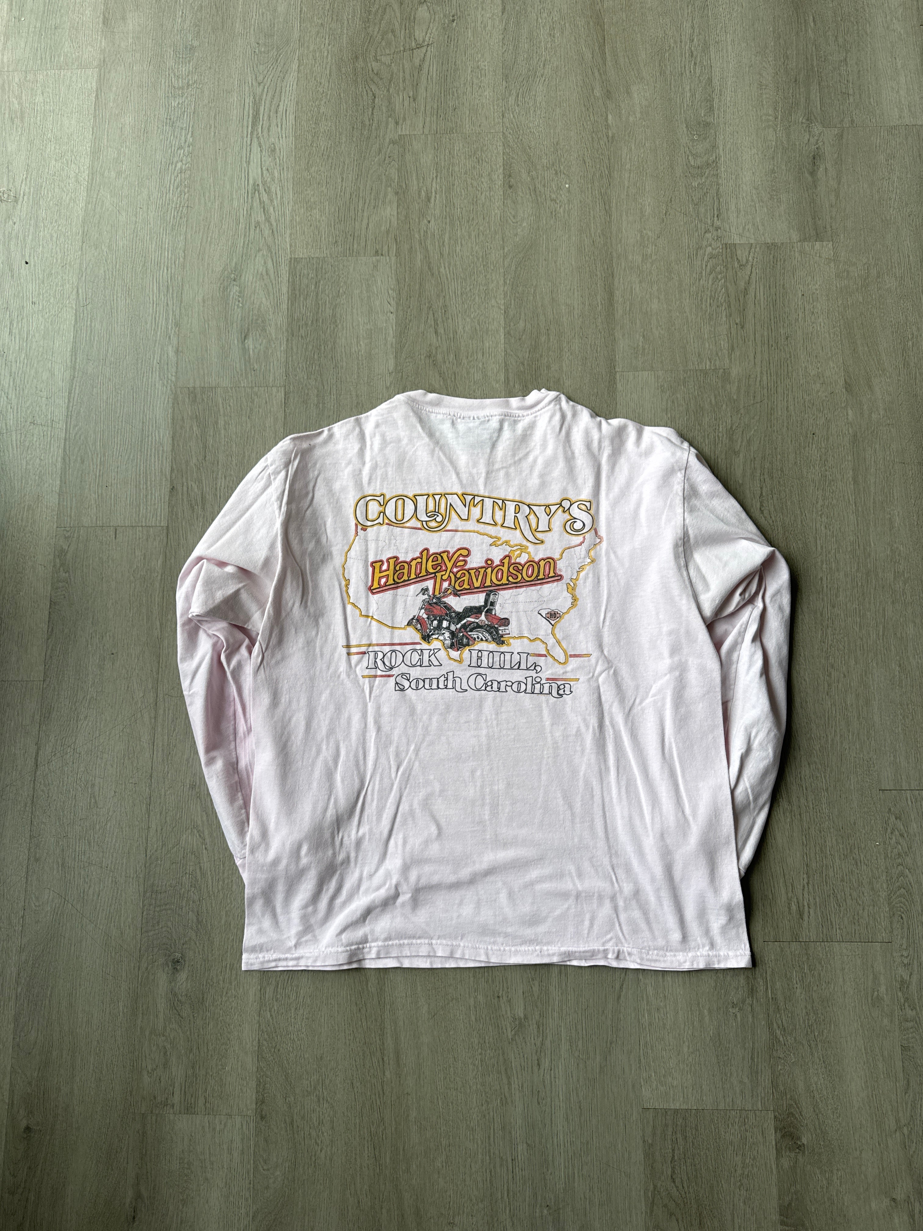 Vintage 1999 Harley Davidson Rock Hill South Carolina Pink Longsleeve
