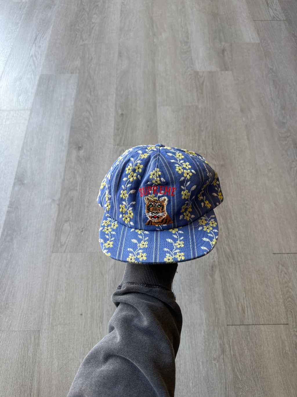 Supreme Flower Jacquard 5-Panel Blue Snapback Hat