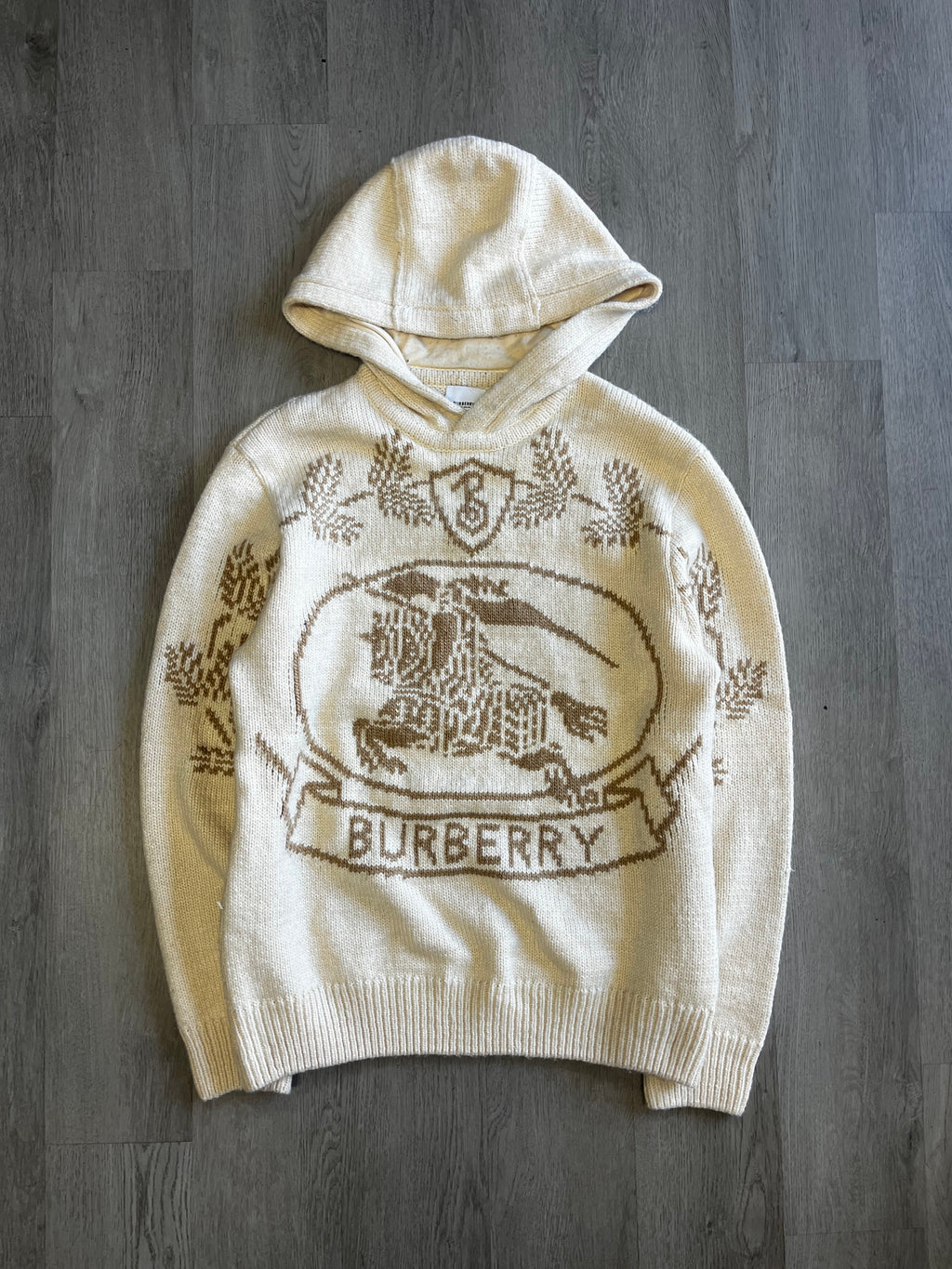 Burberry Equestrian Knight Design Intarsia Wool Hoodie