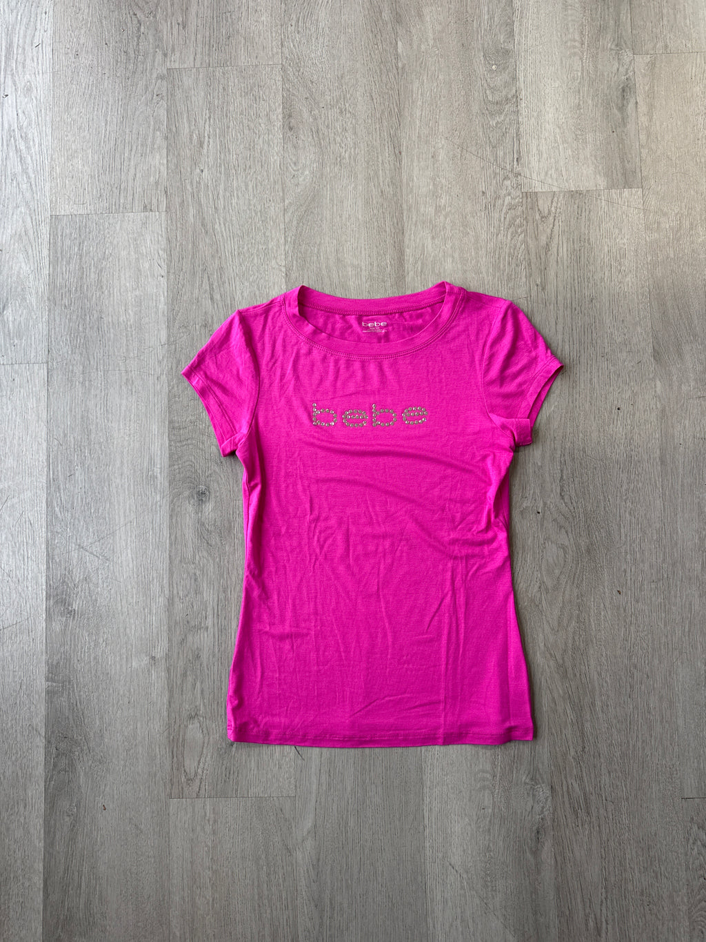 Y2K Women’s Bebe Bedazzled Logo Pink Tee