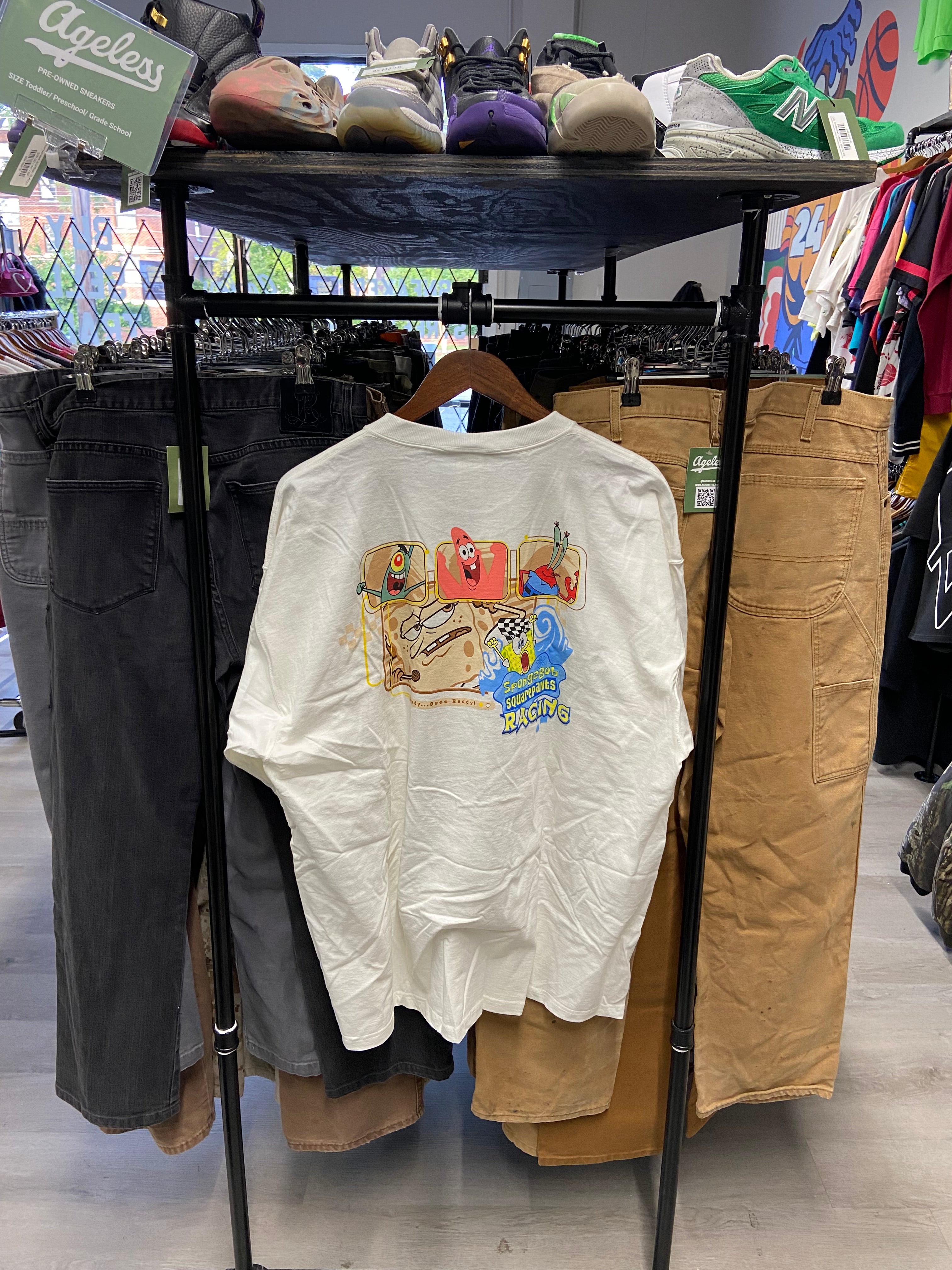 Vintage White SpongeBob SquarePants Racing Tee