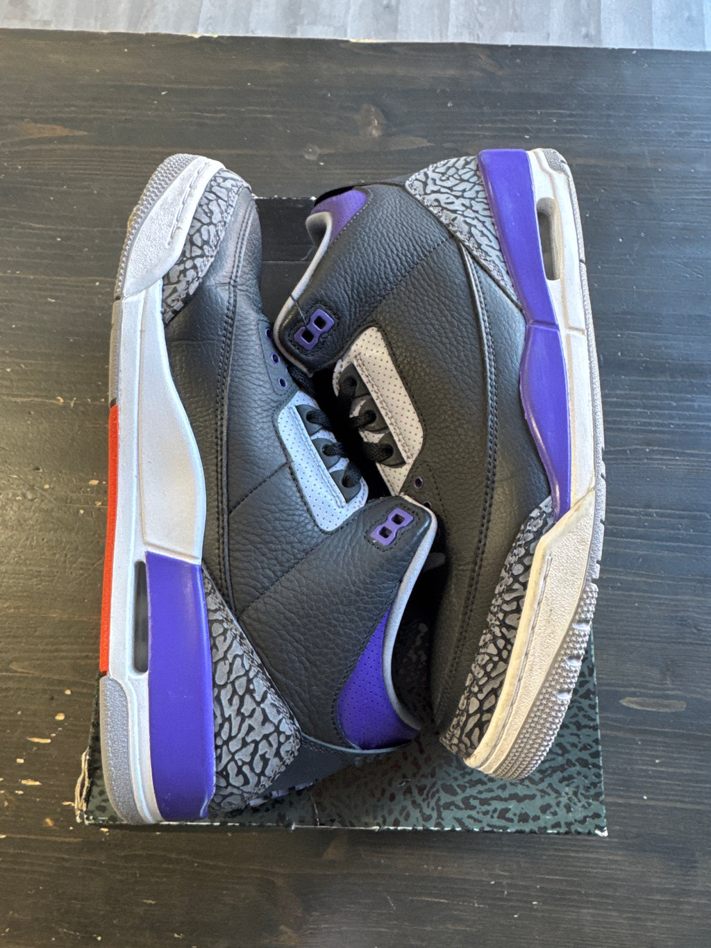 Pre-owned Jordan Retro 3 Black Court Purple