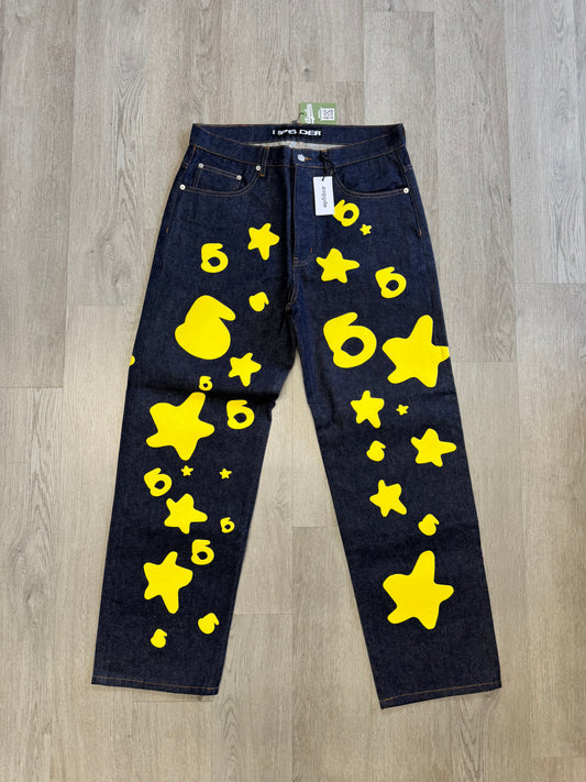 Sp5der Beluga Indogo Denim Yellow Star Jeans