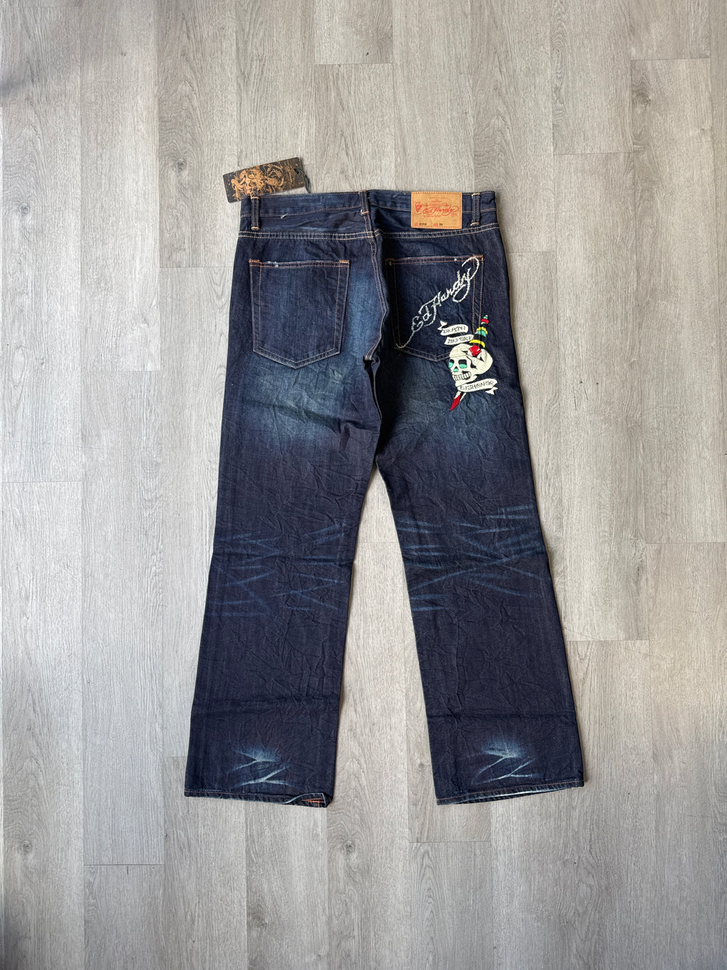 Vintage Ed Hardy New York City Skull Denim Pants