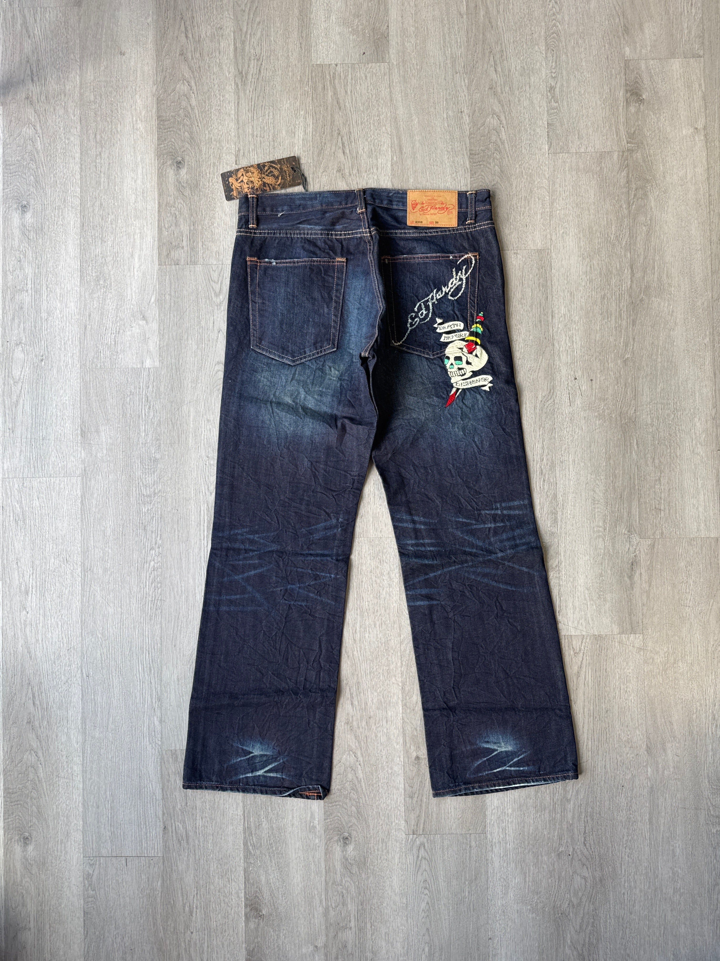 Vintage Ed Hardy New York City Skull Denim Pants