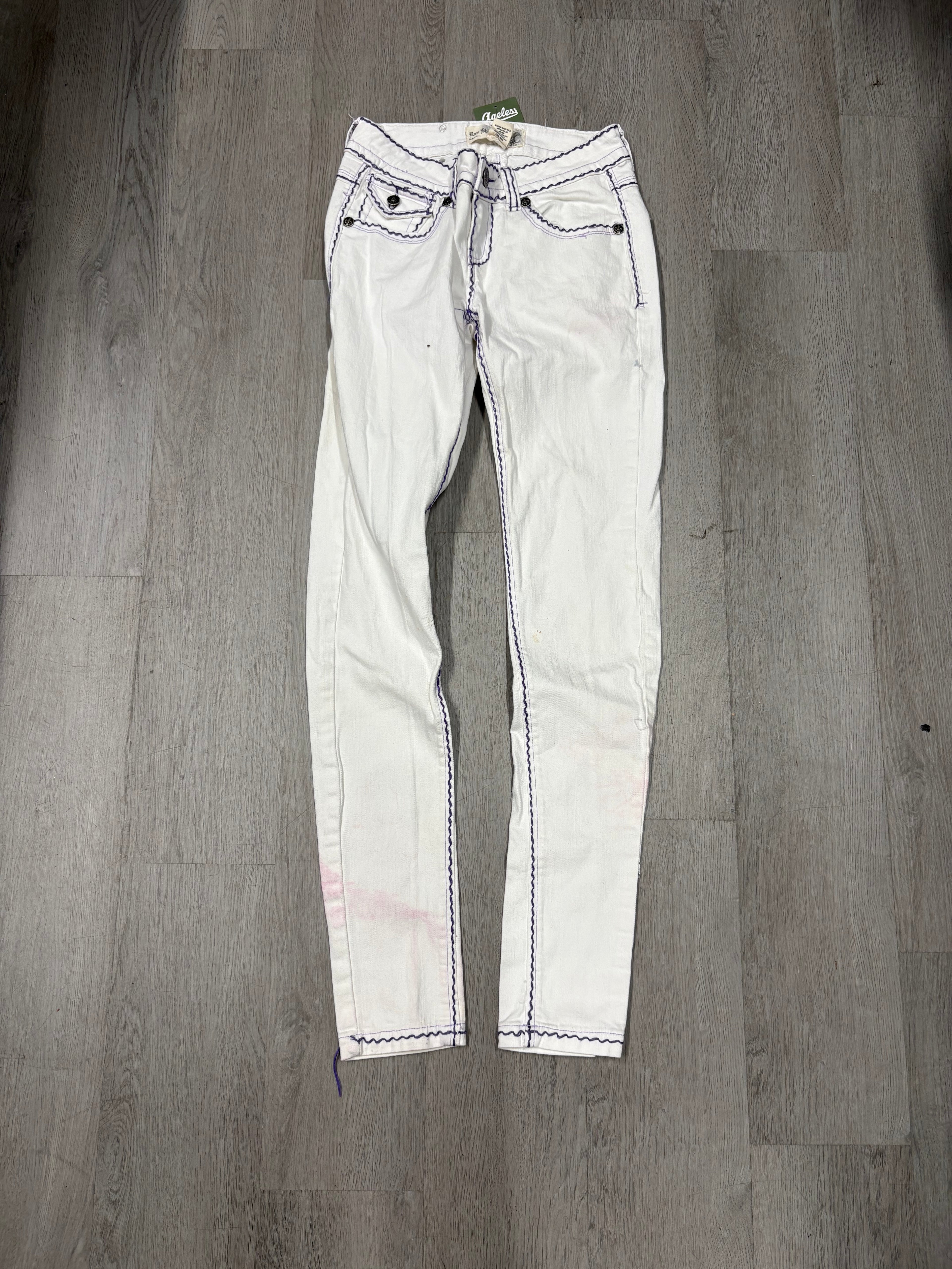 Y2K Womens Raw Blue Skinny Jeans
