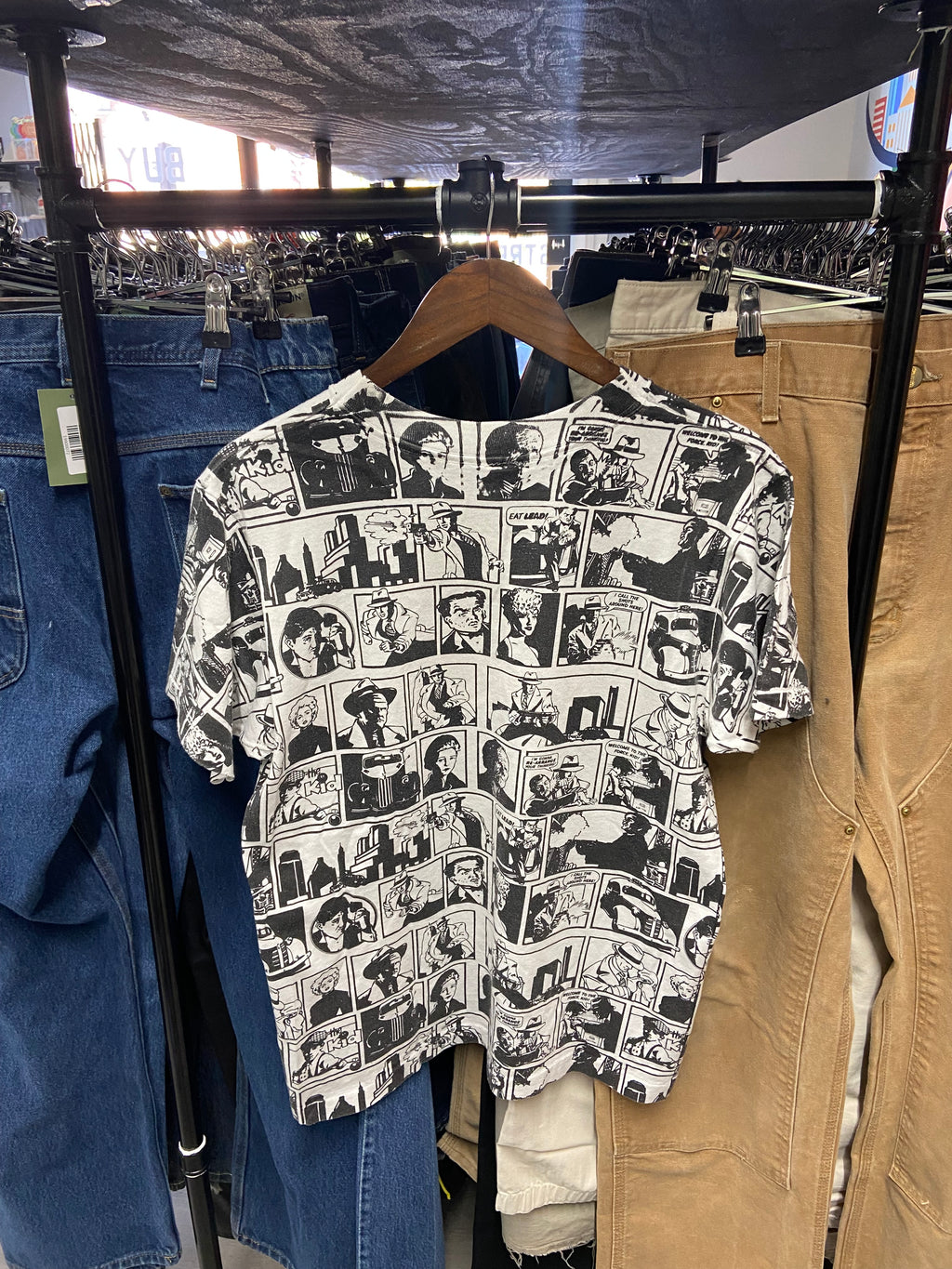 Vintage 1990s Disney Dick Tracy Comic Strip All Over Print Tee