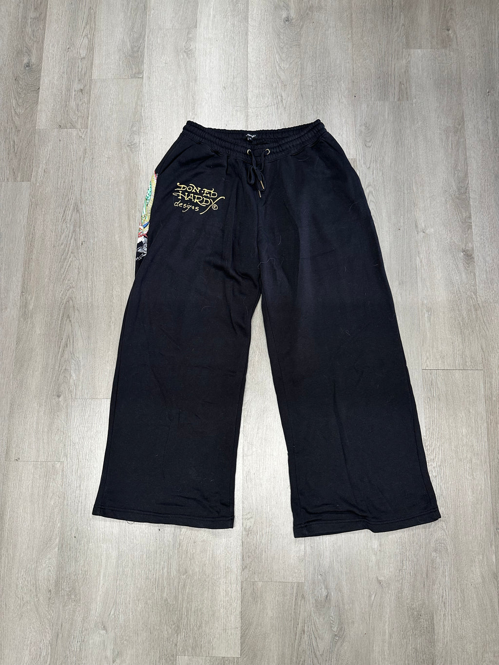 Women’s Ed Hardy Black Virgin Mary Wide Leg Sweatpants