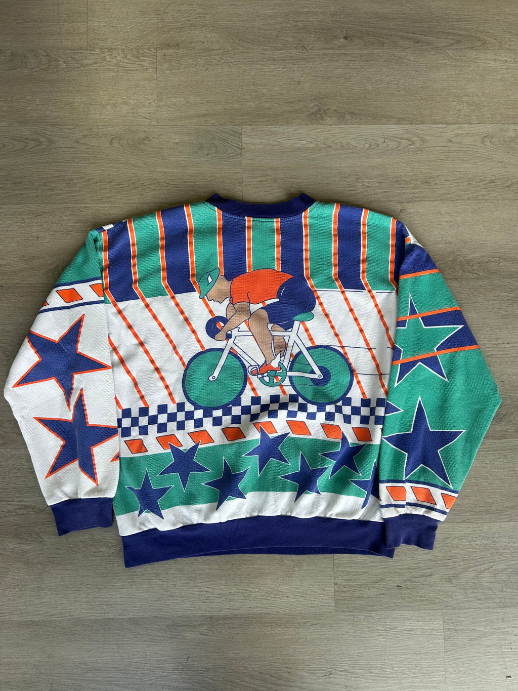 Vintage 1990s All-Over Print Cycling Crewneck Sweatshirt