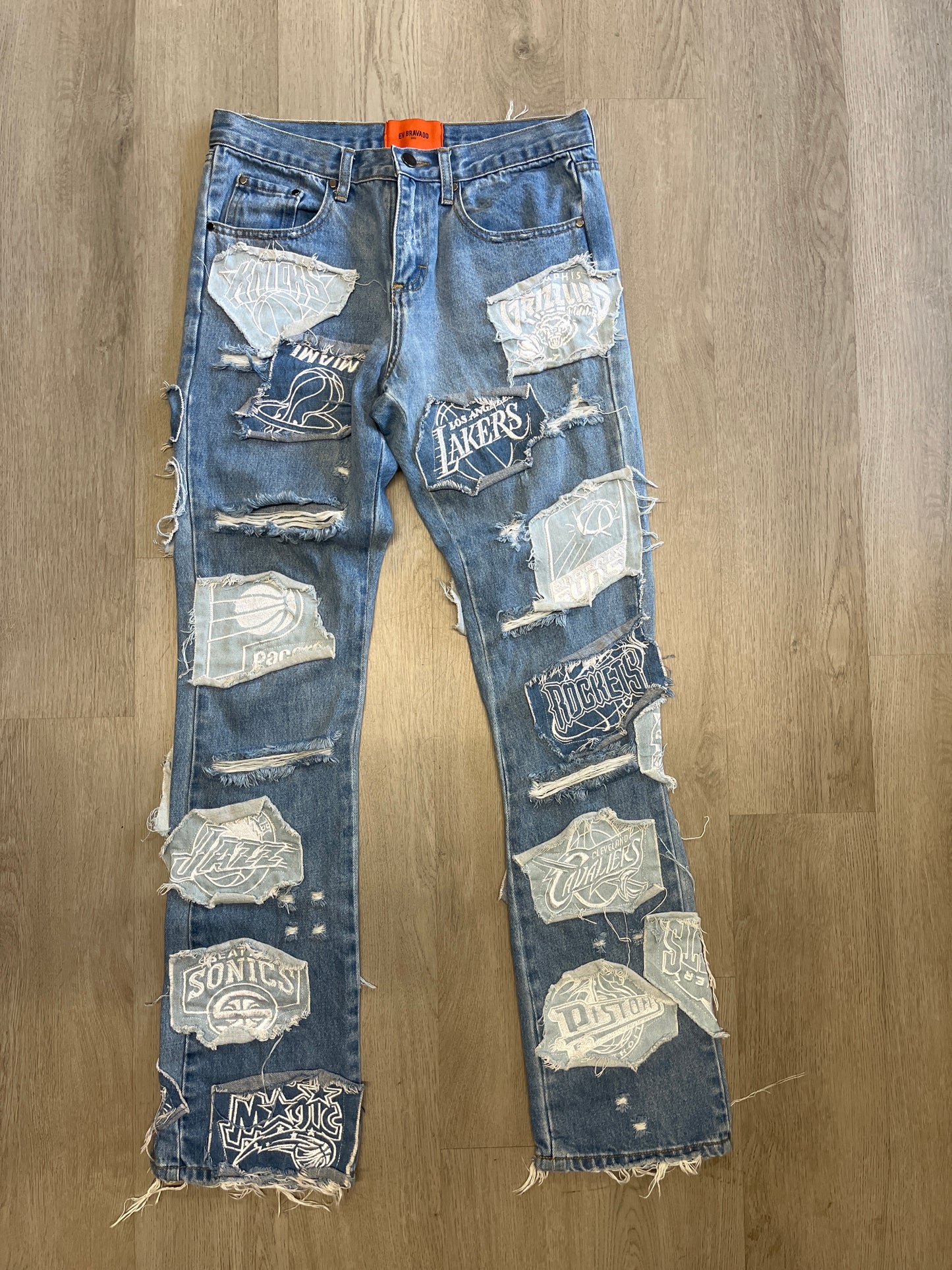 EV Bravado Who Decides War NBA Patchwork Denim Jeans