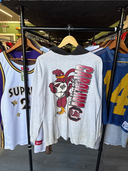 Vintage 1993 The University Of South Carolina Gamecocks Hooded Long Sleeve