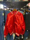 Vintage Satin Red Button Up Varsity Jacket