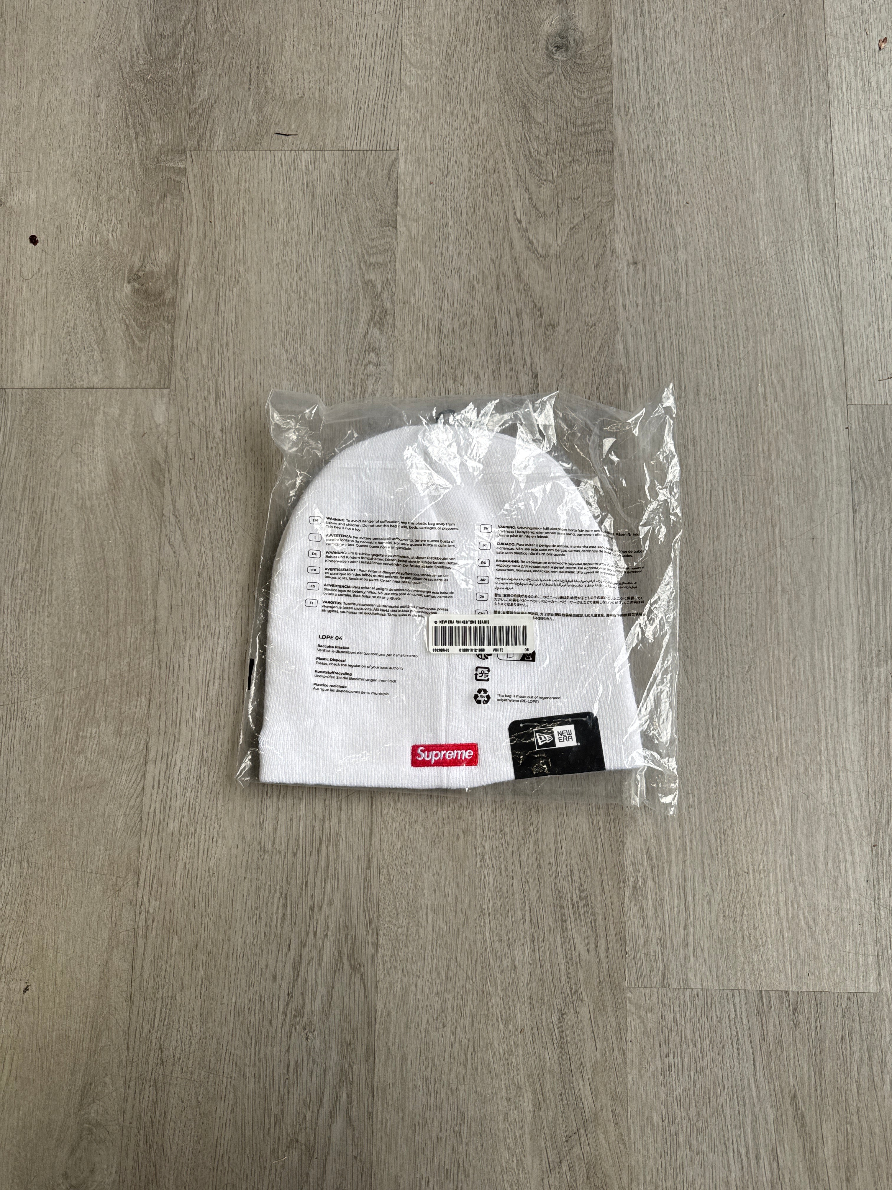 Supreme New Era Rhinestone White Beanie