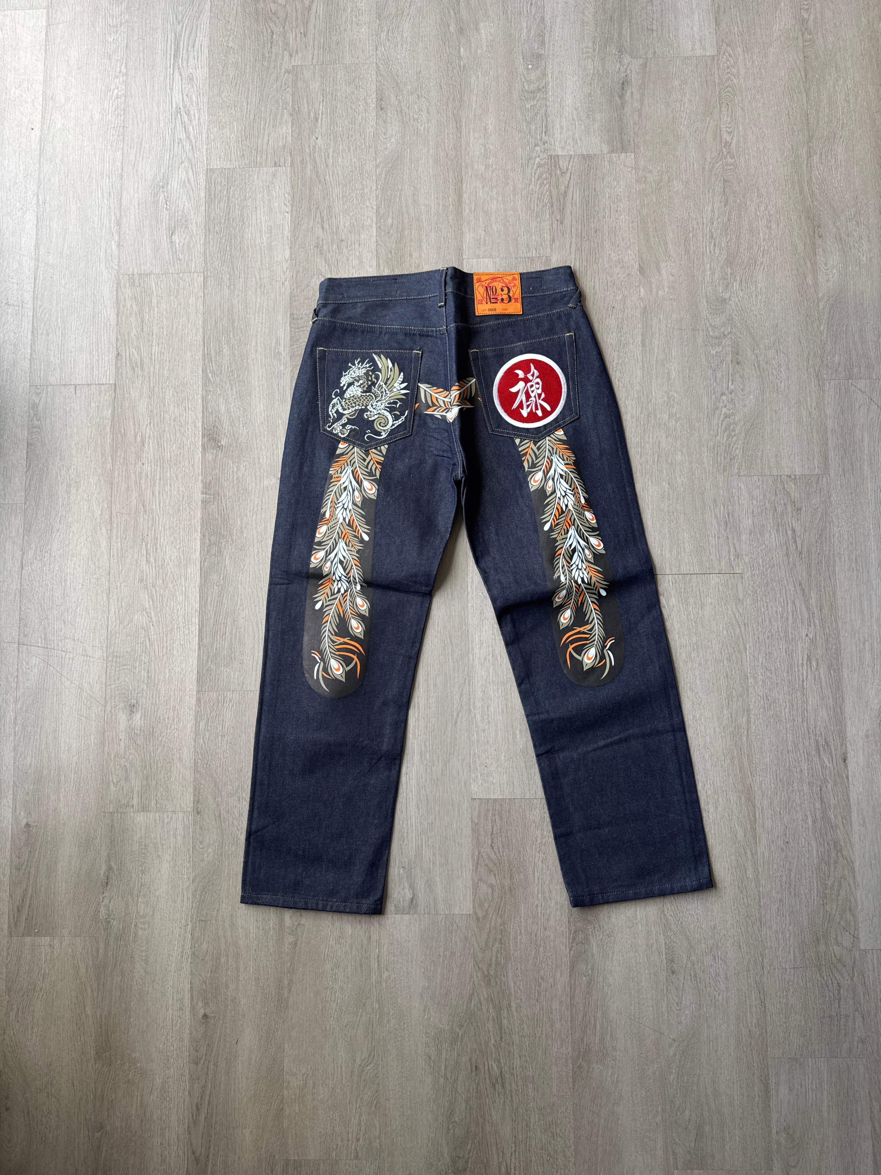 Evisu Embroidered Japanese Art Selvedge Denim Jeans